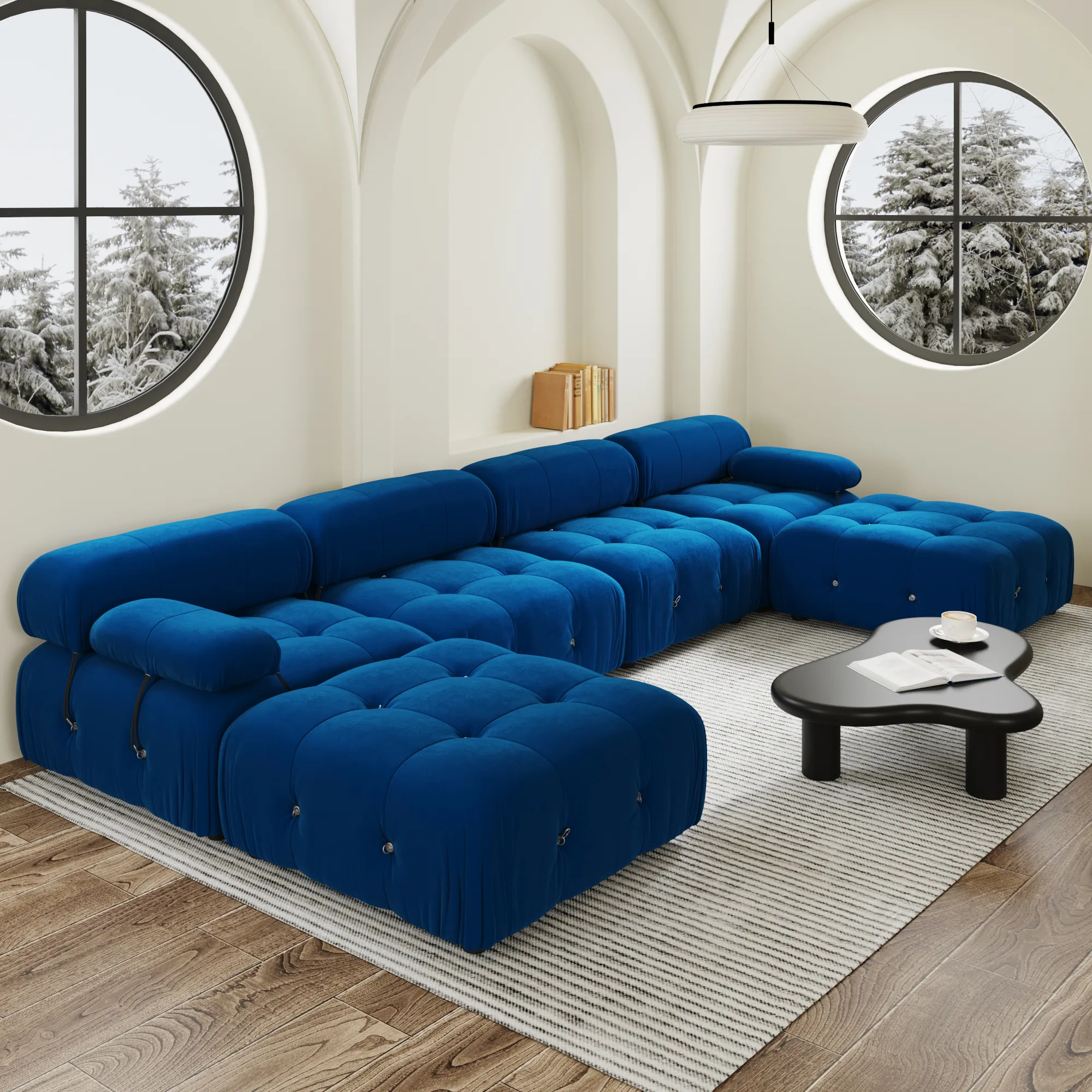 Urban Classic Modular Sofa Cozy Comfort Velvet U Shaped Sectionals 6 Seaters Atunus 12
