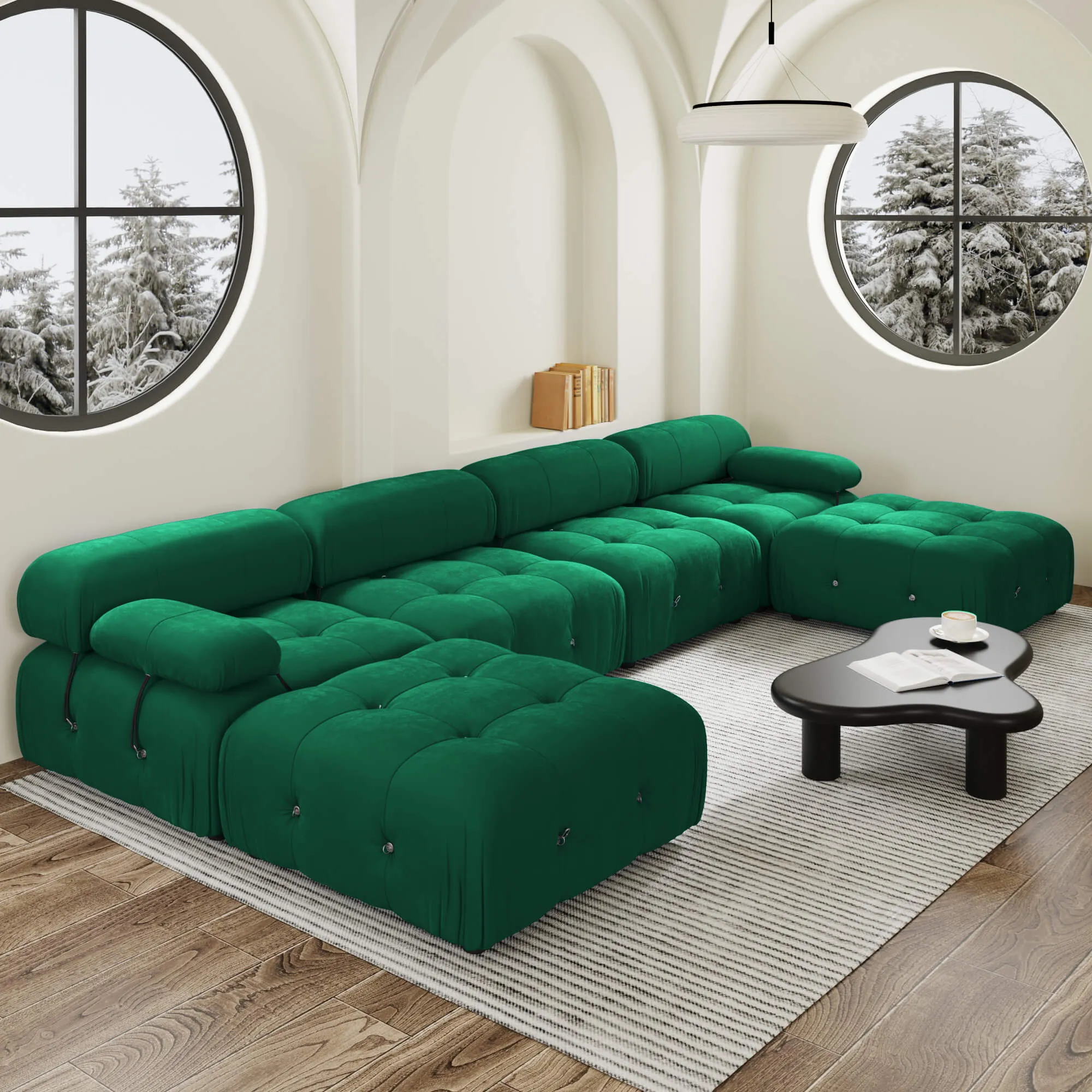 Urban Classic Modular Sofa Cozy Comfort Velvet U Shaped Sectionals 6 Seaters Atunus 14