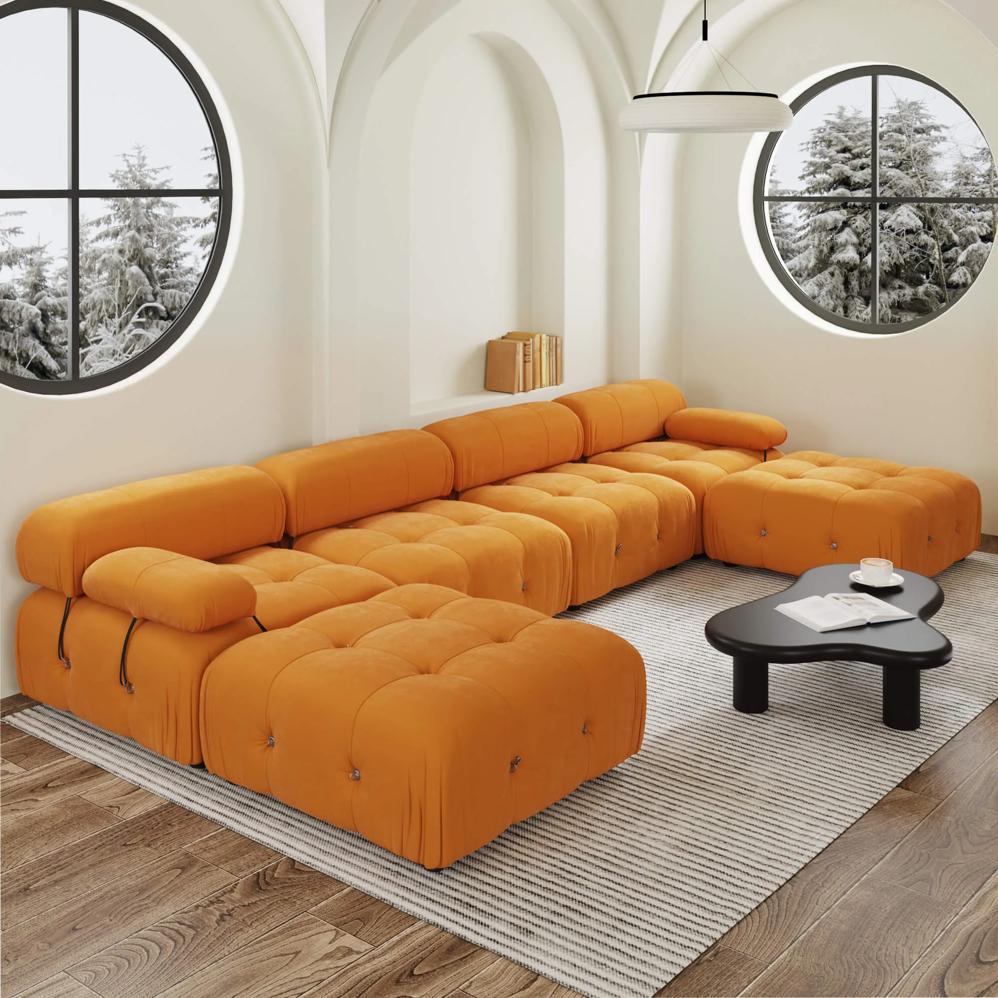 Urban Classic Modular Sofa Cozy Comfort Velvet U Shaped Sectionals 6 Seaters Atunus 16