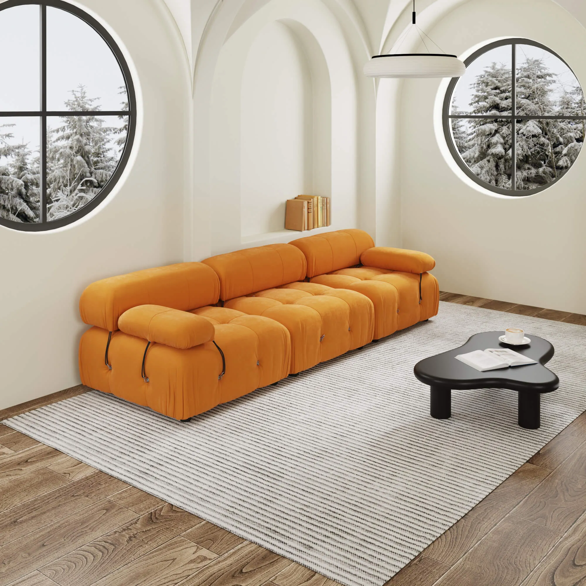 Urban Classic Modular Sofa Modular Cozy 104 Inch Velvet Sleepers 3 Seaters Atunus 15