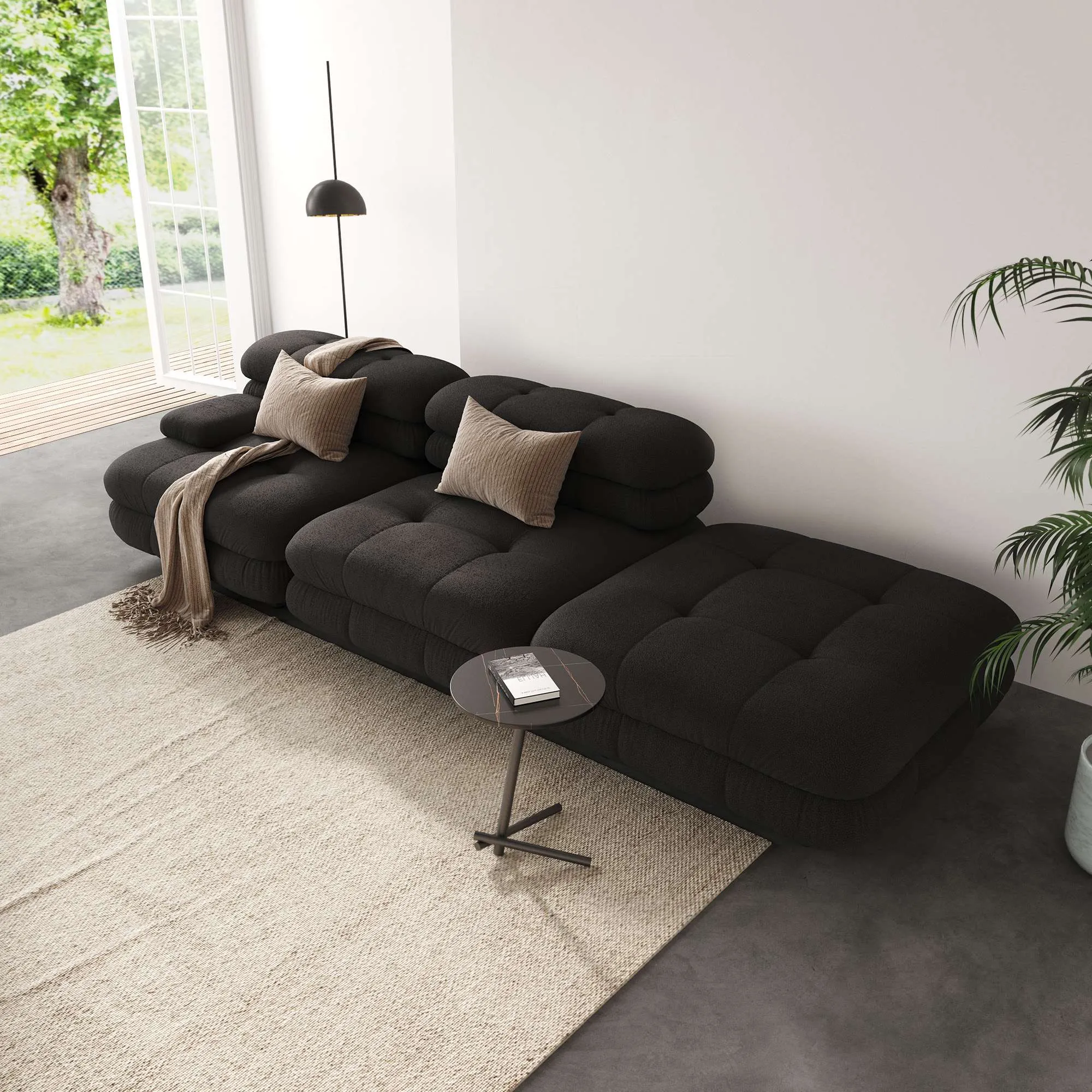 Urban Modern Modular Sofa Comfort Enhancing 72 Inch Teddy Velvet U Sectionals 3 Seaters Atunus 10