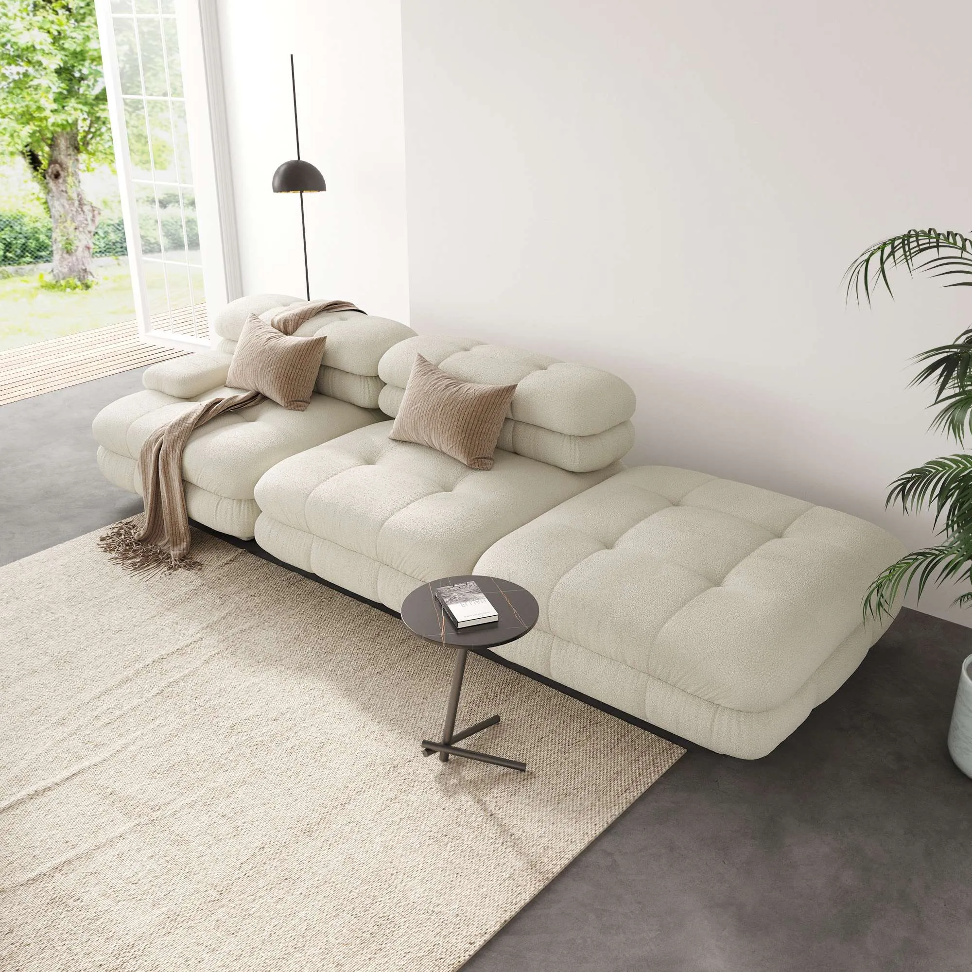 Urban Modern Modular Sofa Comfort Enhancing 72 Inch Teddy Velvet U Sectionals 3 Seaters Atunus 8