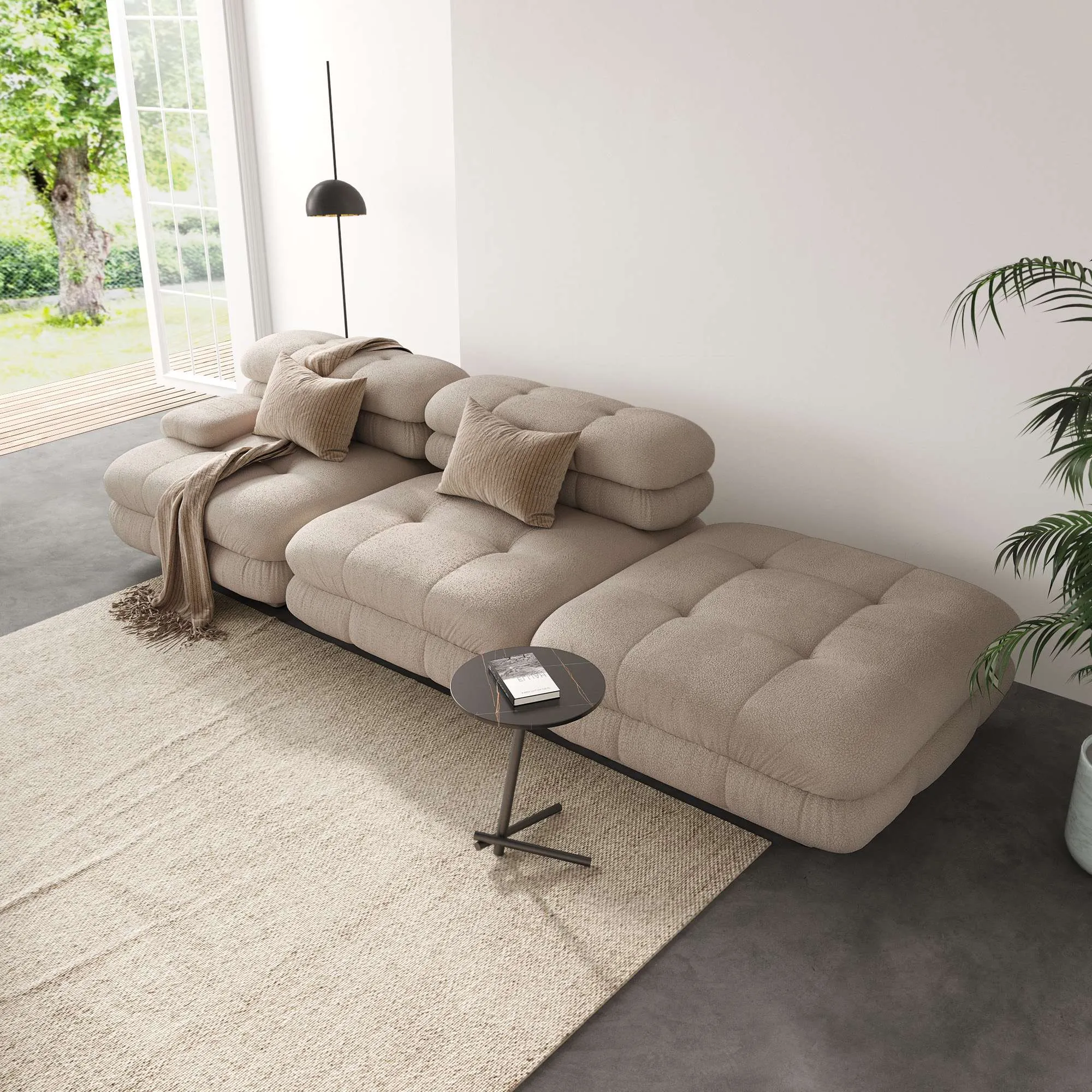 Urban Modern Modular Sofa Comfort Enhancing 72 Inch Teddy Velvet U Sectionals 3 Seaters Atunus 9