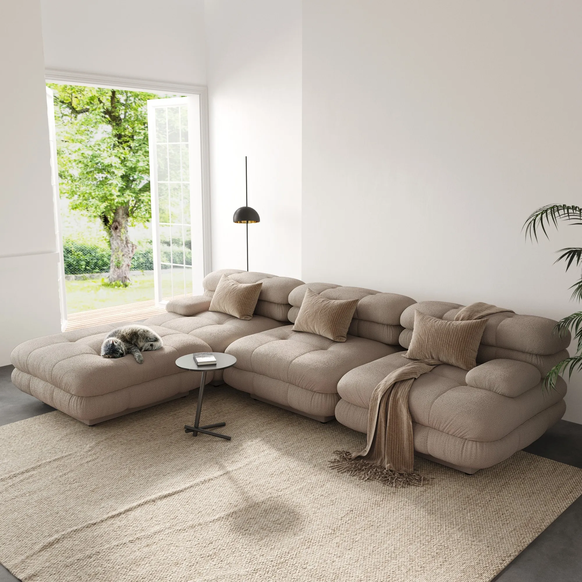Urban Modern Modular Sofa Comfort Style Modular 120 Inch Teddy Velvet Corner Sectionals 4 Seaters Atunus 1