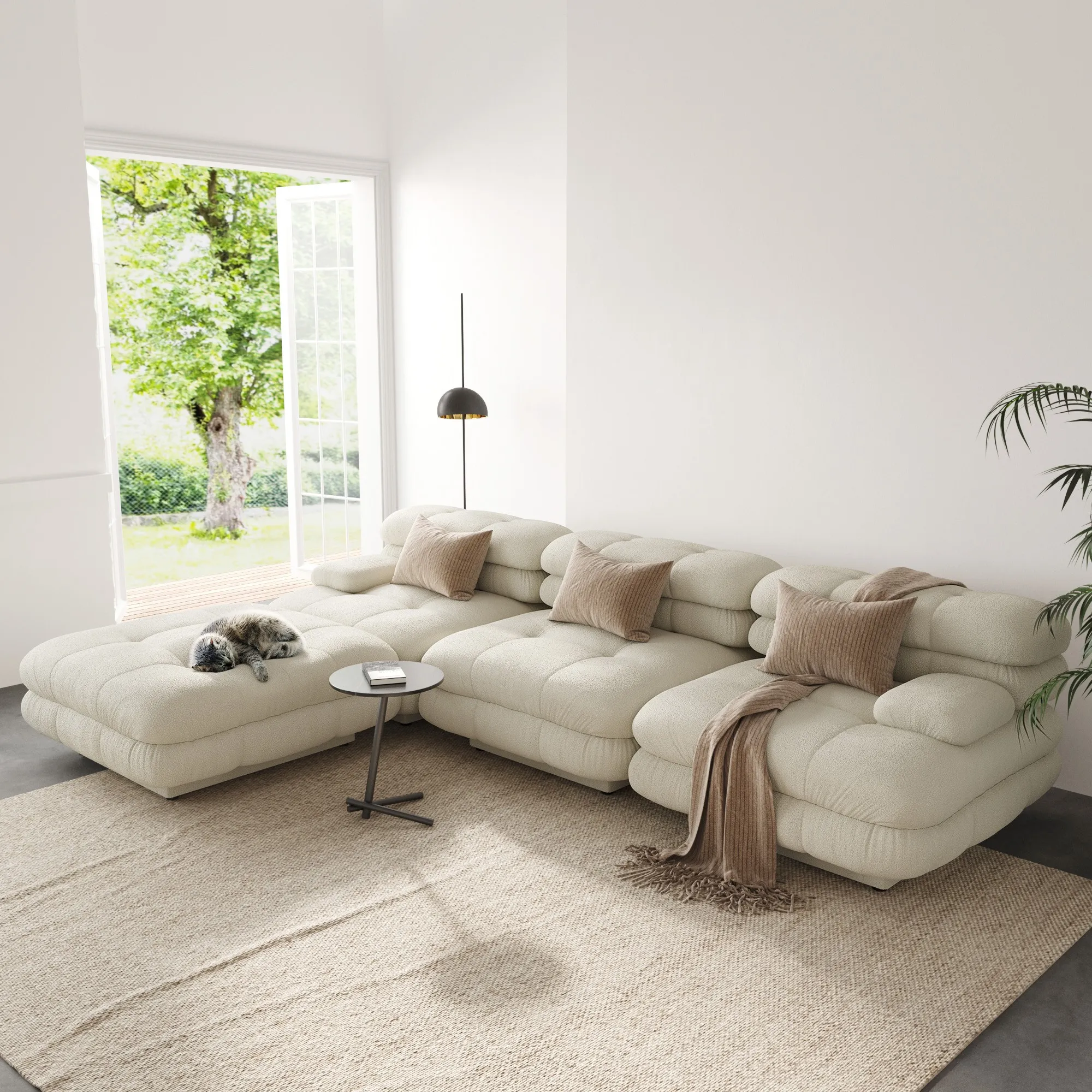 Urban Modern Modular Sofa Comfort Style Modular 120 Inch Teddy Velvet Corner Sectionals 4 Seaters Atunus 2