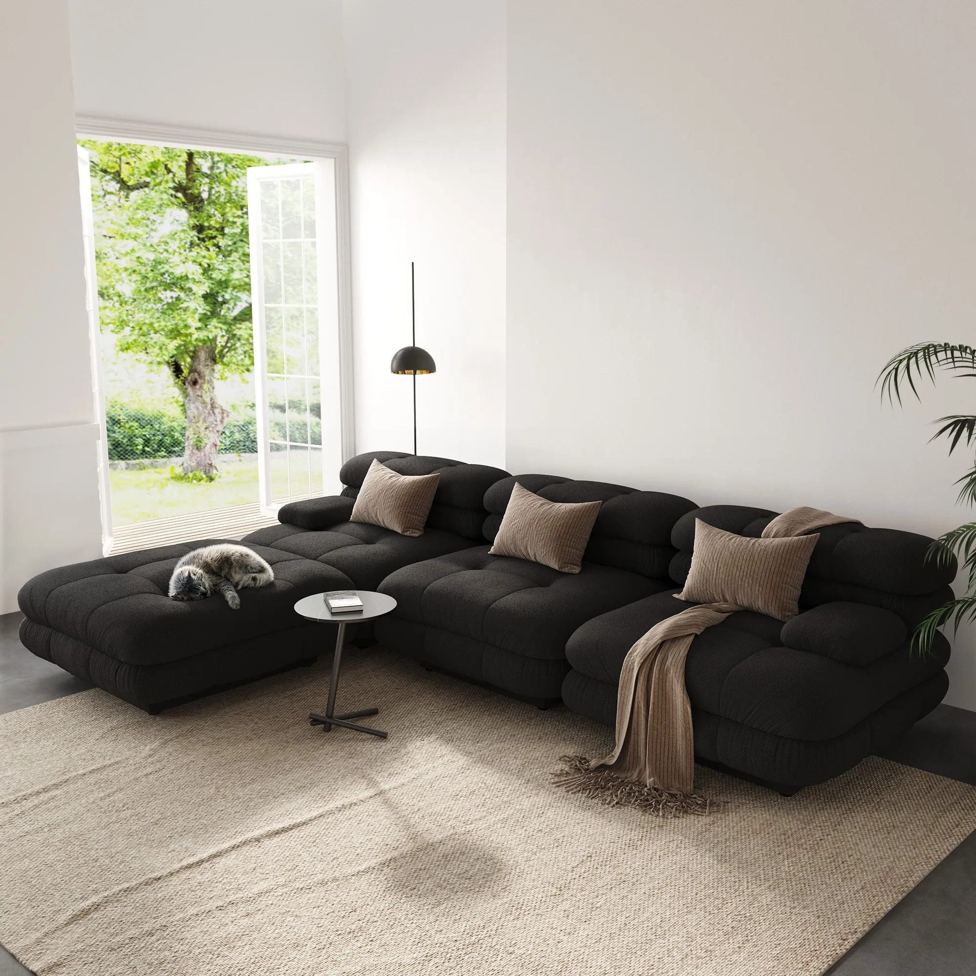 Urban Modern Modular Sofa Comfort Style Modular 120 Inch Teddy Velvet Corner Sectionals 4 Seaters Atunus 3