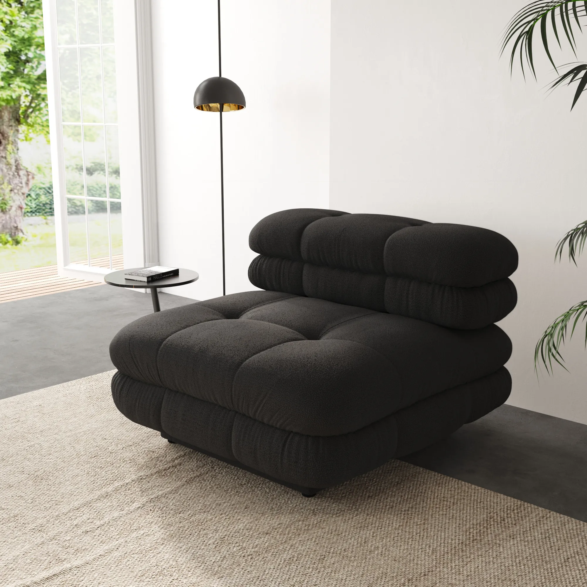 Urban Modern Modular Sofa Flexible Placement 30 Inch Teddy Velvet Single Seat 1 Seaters Atunus 2