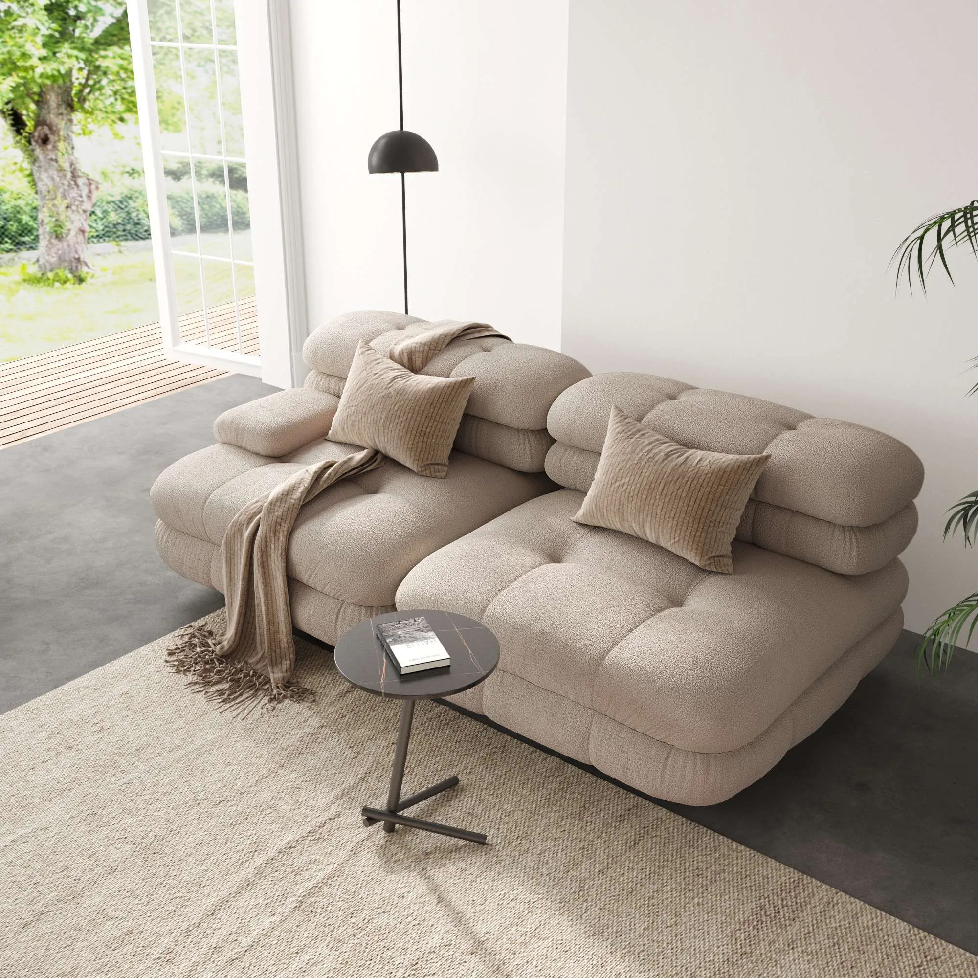 Urban Modern Modular Sofa Spaciouscomfort 72 Inch Teddy Velvet Corner Sectionals 2 Seaters Atunus 10