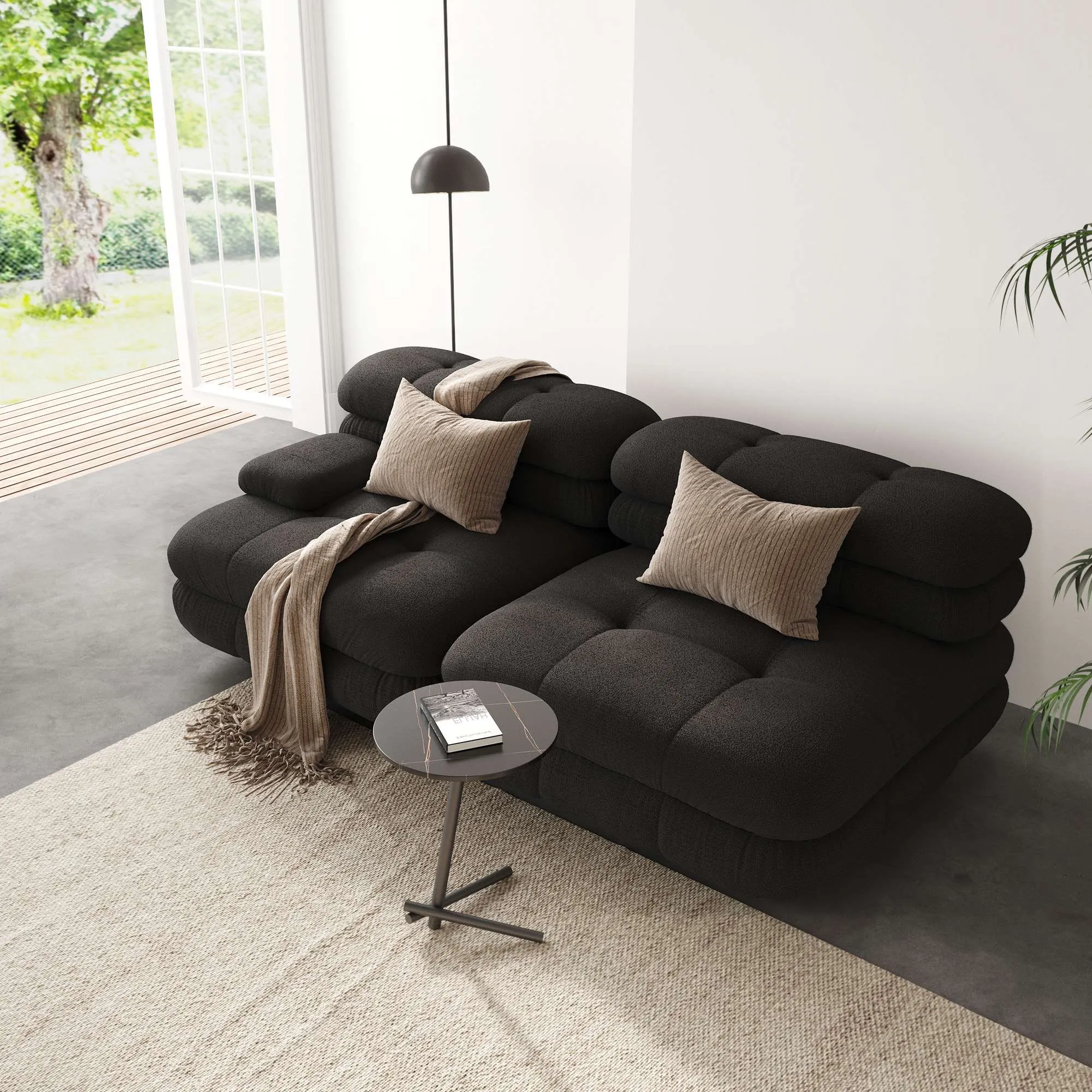 Urban Modern Modular Sofa Spaciouscomfort 72 Inch Teddy Velvet Corner Sectionals 2 Seaters Atunus 8