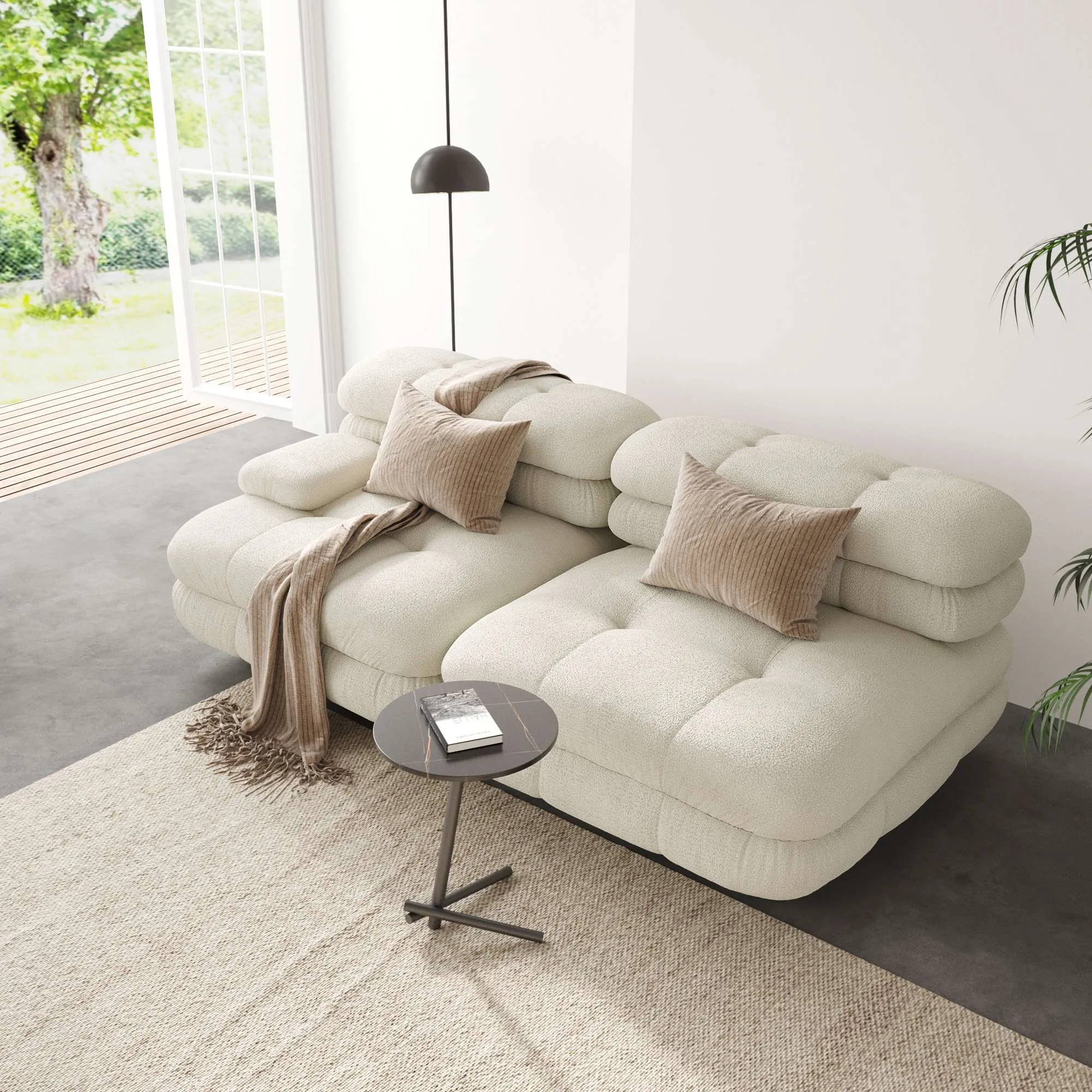 Urban Modern Modular Sofa Spaciouscomfort 72 Inch Teddy Velvet Corner Sectionals 2 Seaters Atunus 9