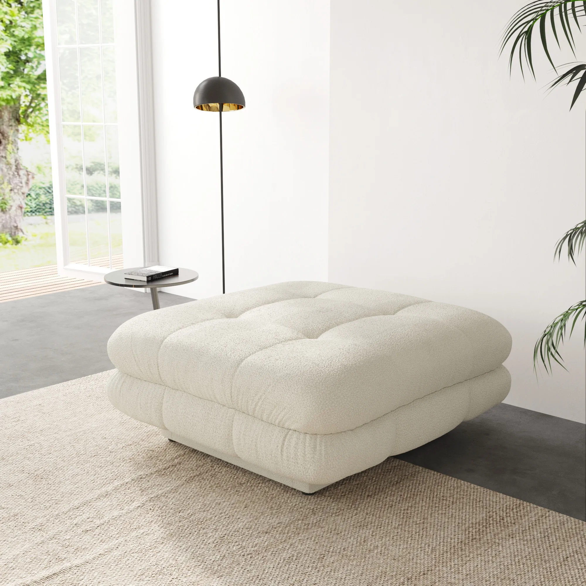 Urban Modern Modular Sofa Versatile 48 Inch Teddy Velvet Ottomans 1 Seaters Atunus 1