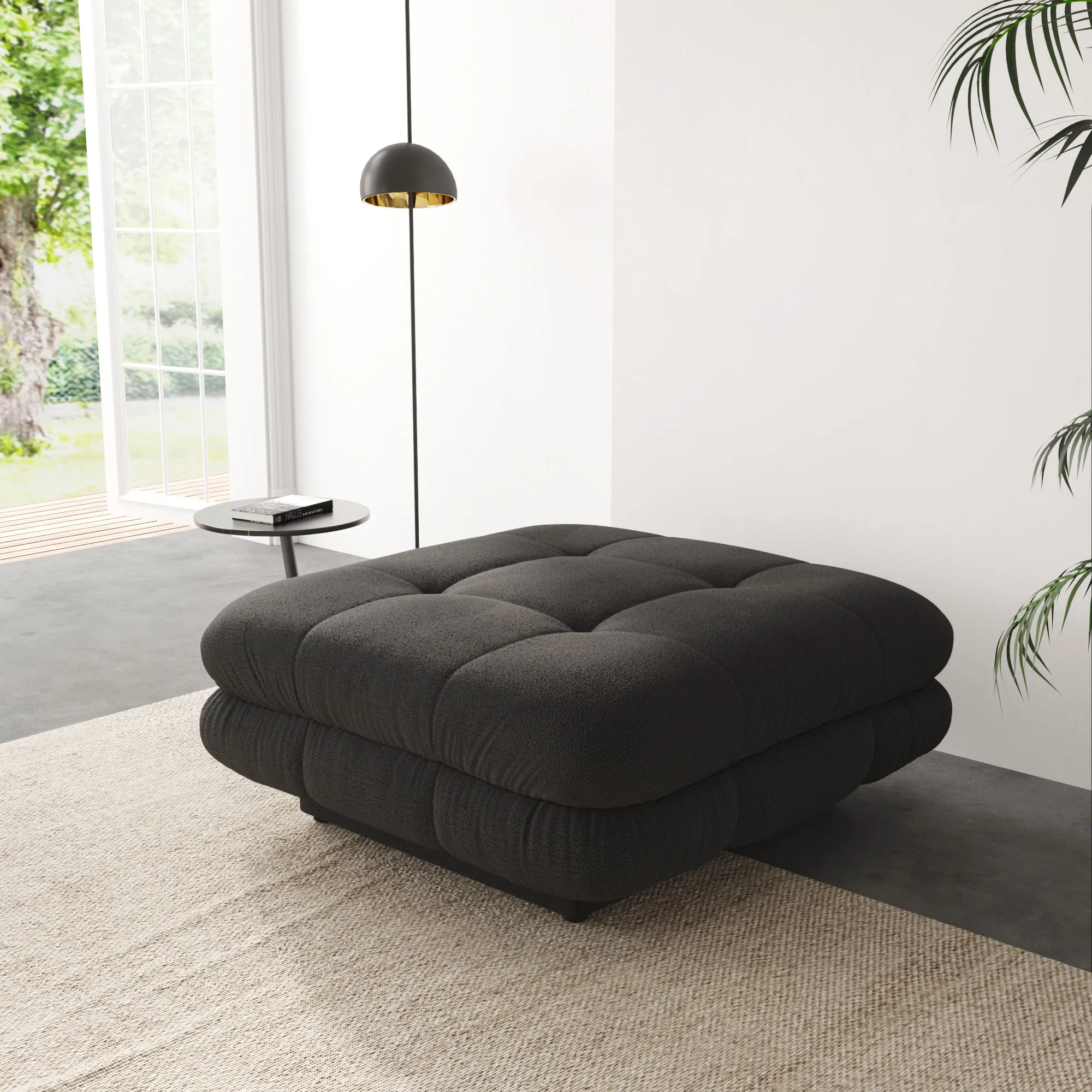 Urban Modern Modular Sofa Versatile 48 Inch Teddy Velvet Ottomans 1 Seaters Atunus 2