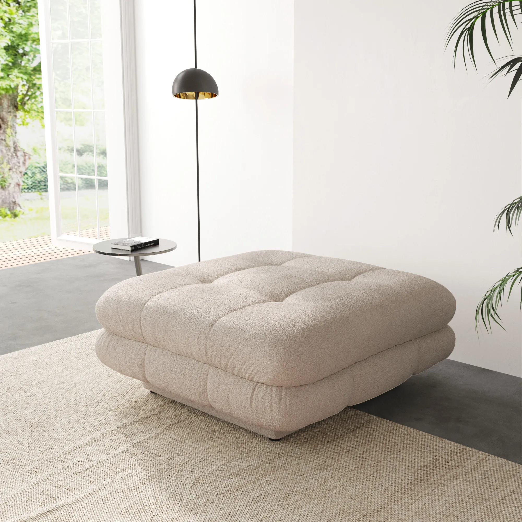 Urban Modern Modular Sofa Versatile 48 Inch Teddy Velvet Ottomans 1 Seaters Atunus 3