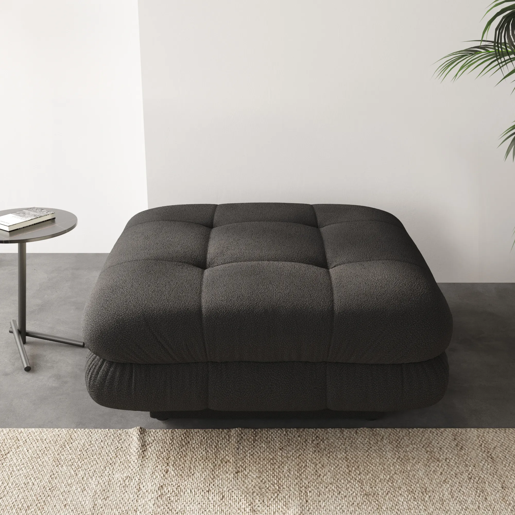 Urban Modern Modular Sofa Versatile 48 Inch Teddy Velvet Ottomans 1 Seaters Atunus 7