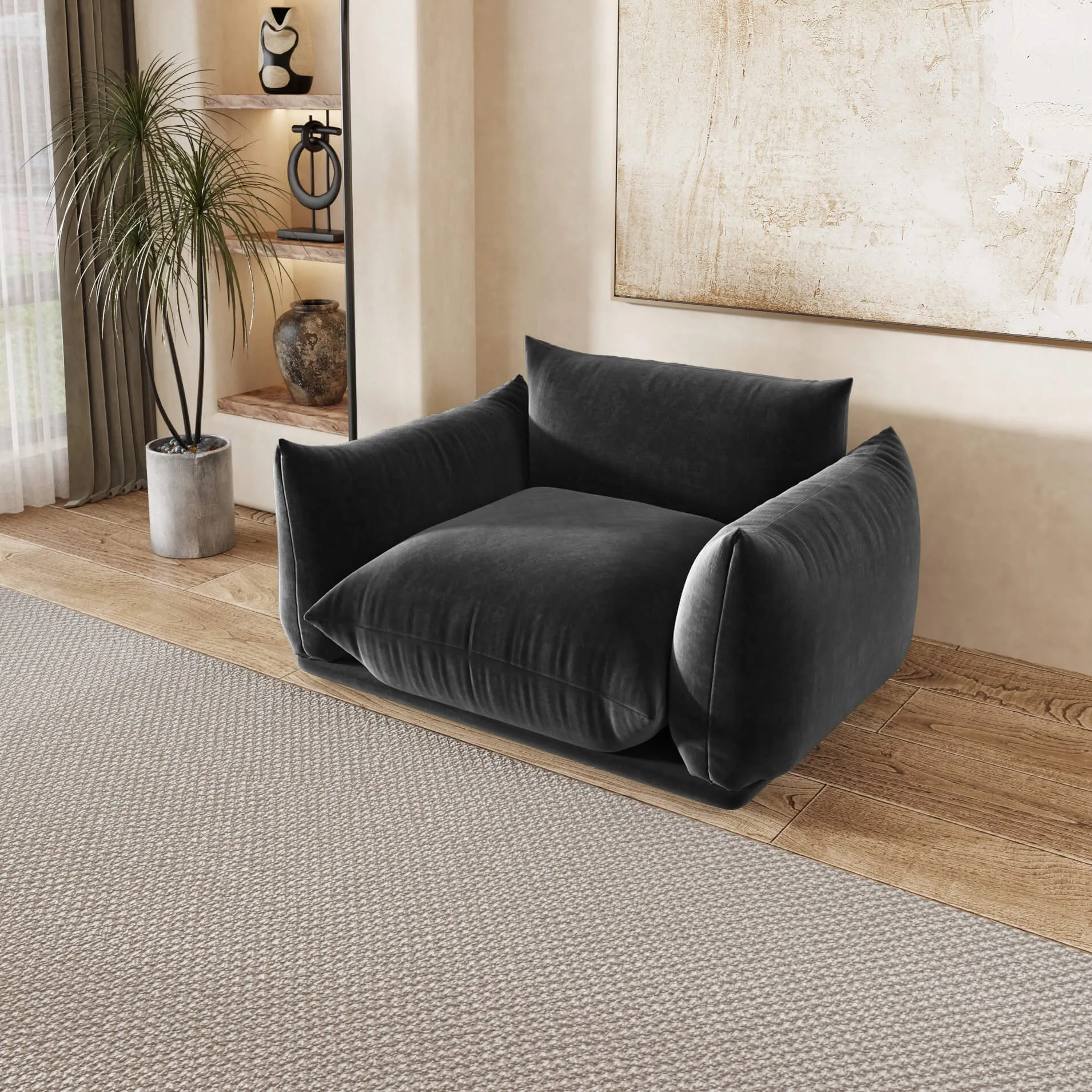 Urban Sectional Sofa Comfort 50 Inch Chenille Single Sofa 1 Seaters Atunus 1