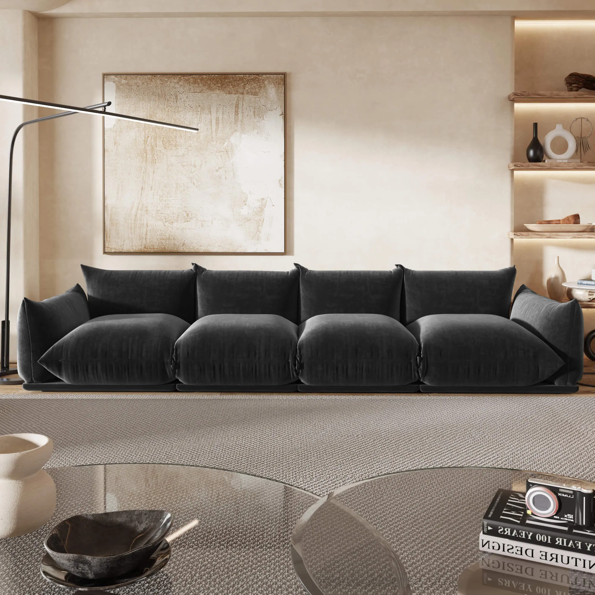 Urban Sectional Sofa Comfortable Spacious 130 Inch Chenille Sleepers 4 Seaters Atunus 1