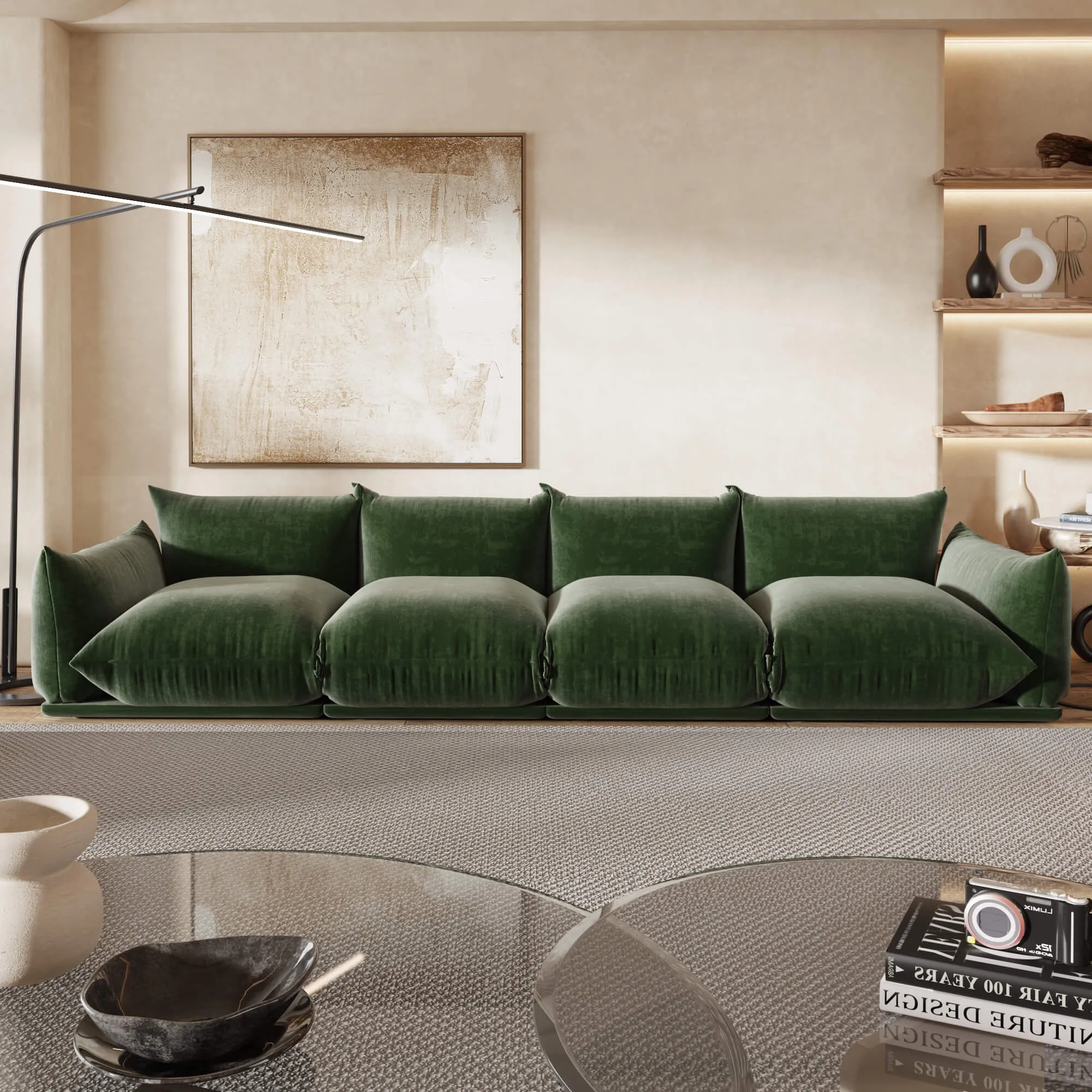 Urban Sectional Sofa Comfortable Spacious 130 Inch Chenille Sleepers 4 Seaters Atunus 3