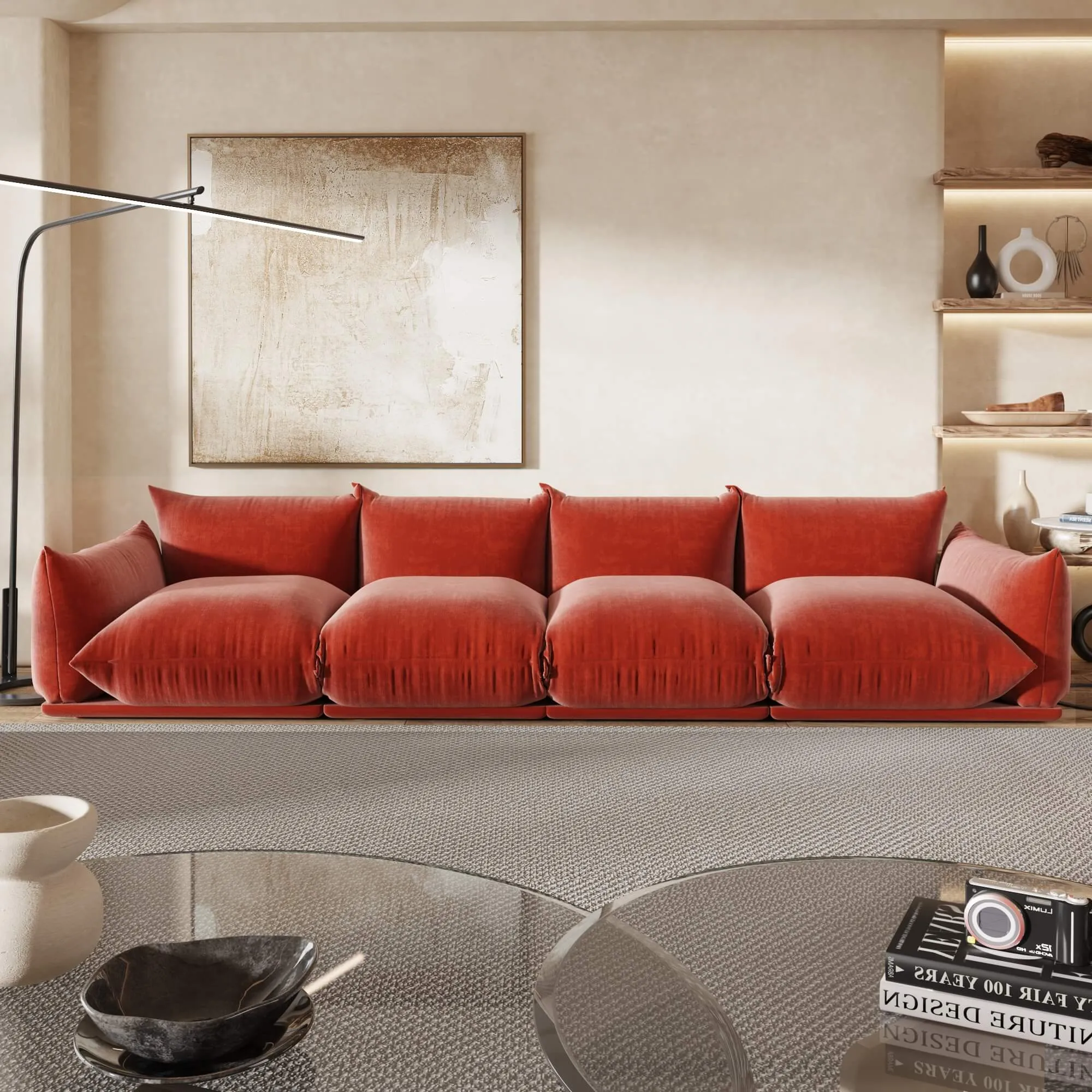 Urban Sectional Sofa Comfortable Spacious 130 Inch Chenille Sleepers 4 Seaters Atunus 4