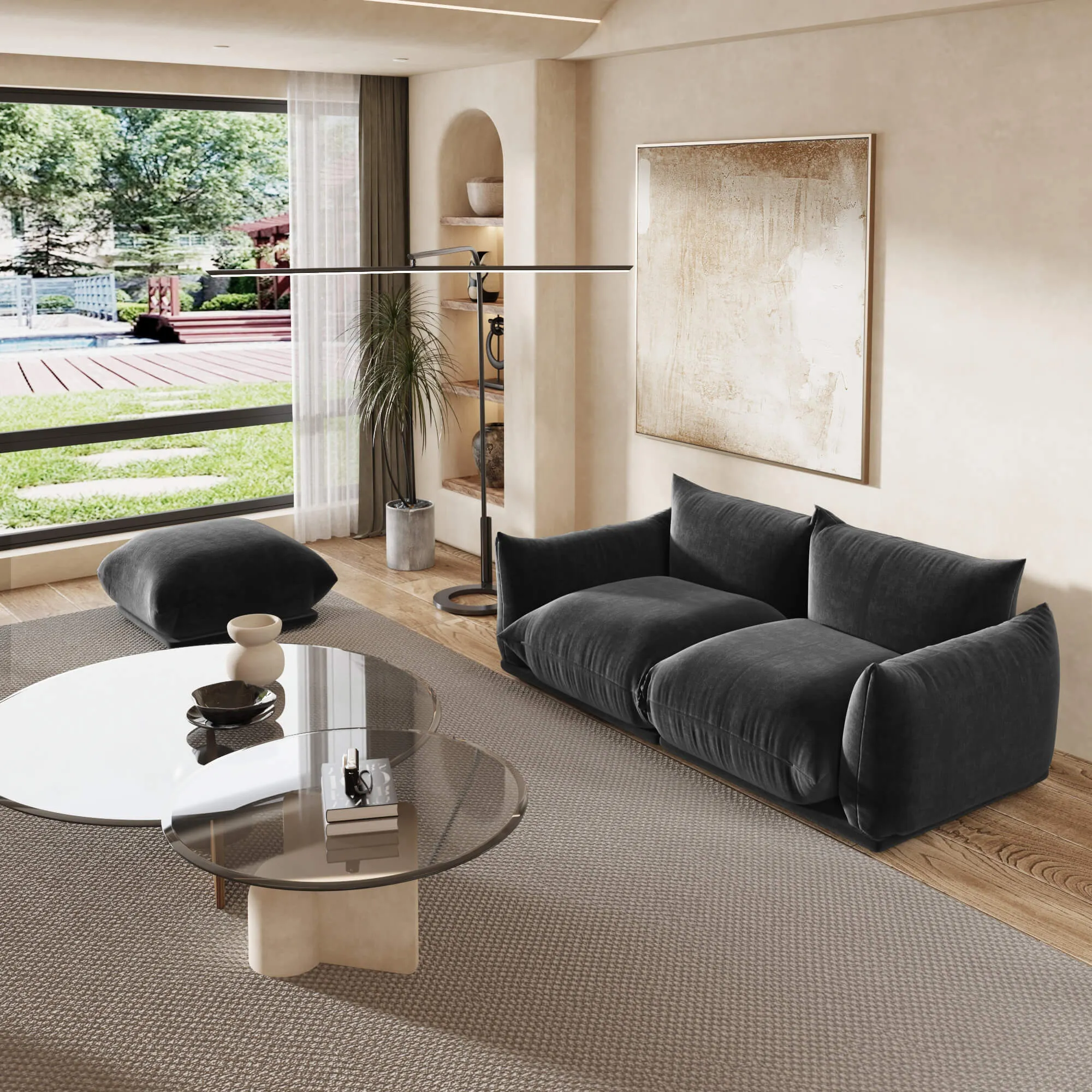 Urban Sectional Sofa Compact Chenille L Shaped Sectionals 3 Seaters Atunus 2