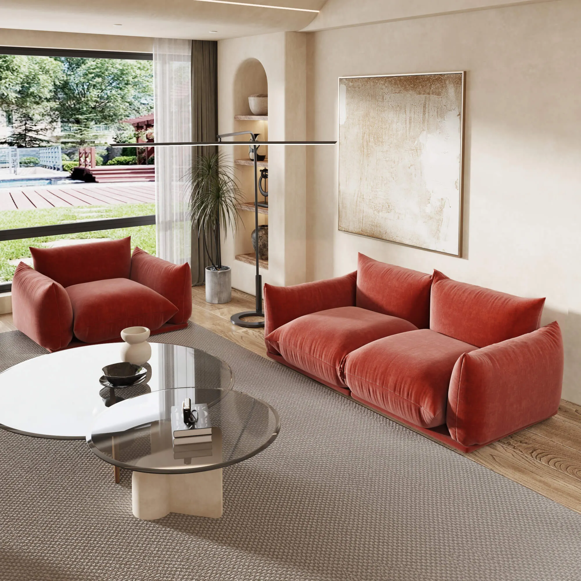 Urban Sectional Sofa Compact Comfort 77 Inch Chenille Loveseats 2 Seaters Atunus 18