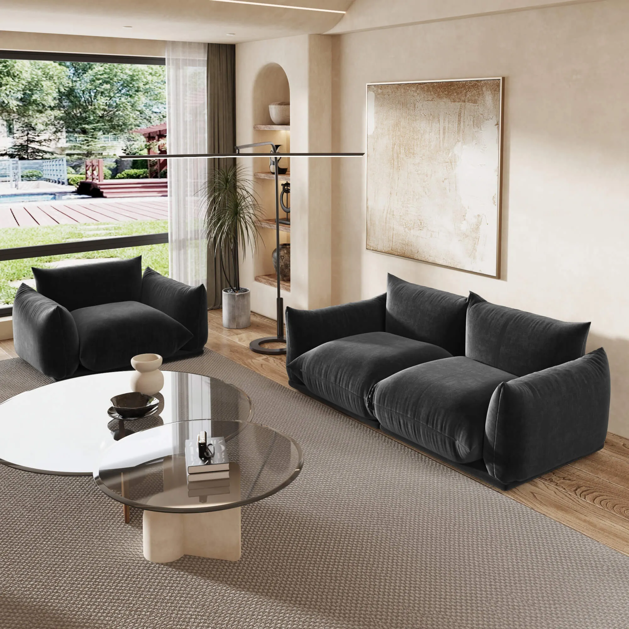 Urban Sectional Sofa Compact Comfort 77 Inch Chenille Loveseats 2 Seaters Atunus 19