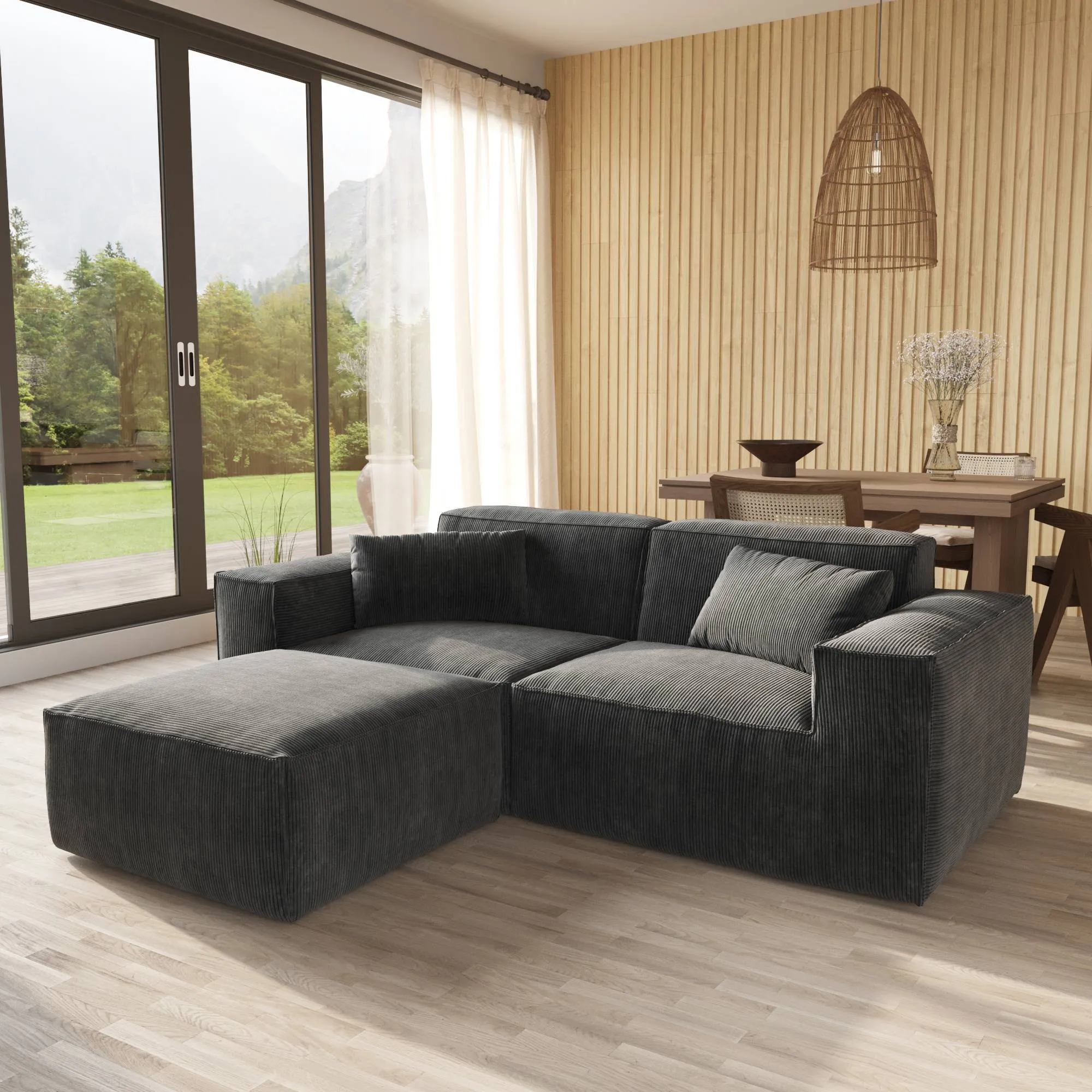 Urban Sectional Sofa Cozy Compact Corduroy L Shaped Sectionals 3 Seaters Atunus 10