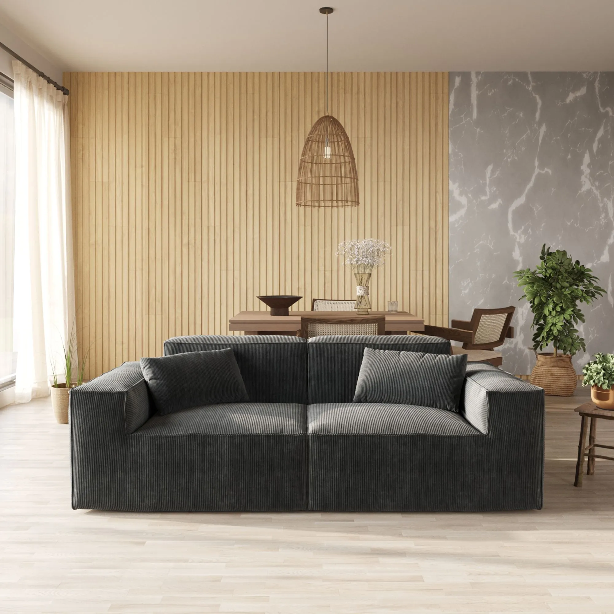 Urban Sectional Sofa Modular Comfort Corduroy Loveseats 2 Seaters Atunus 5