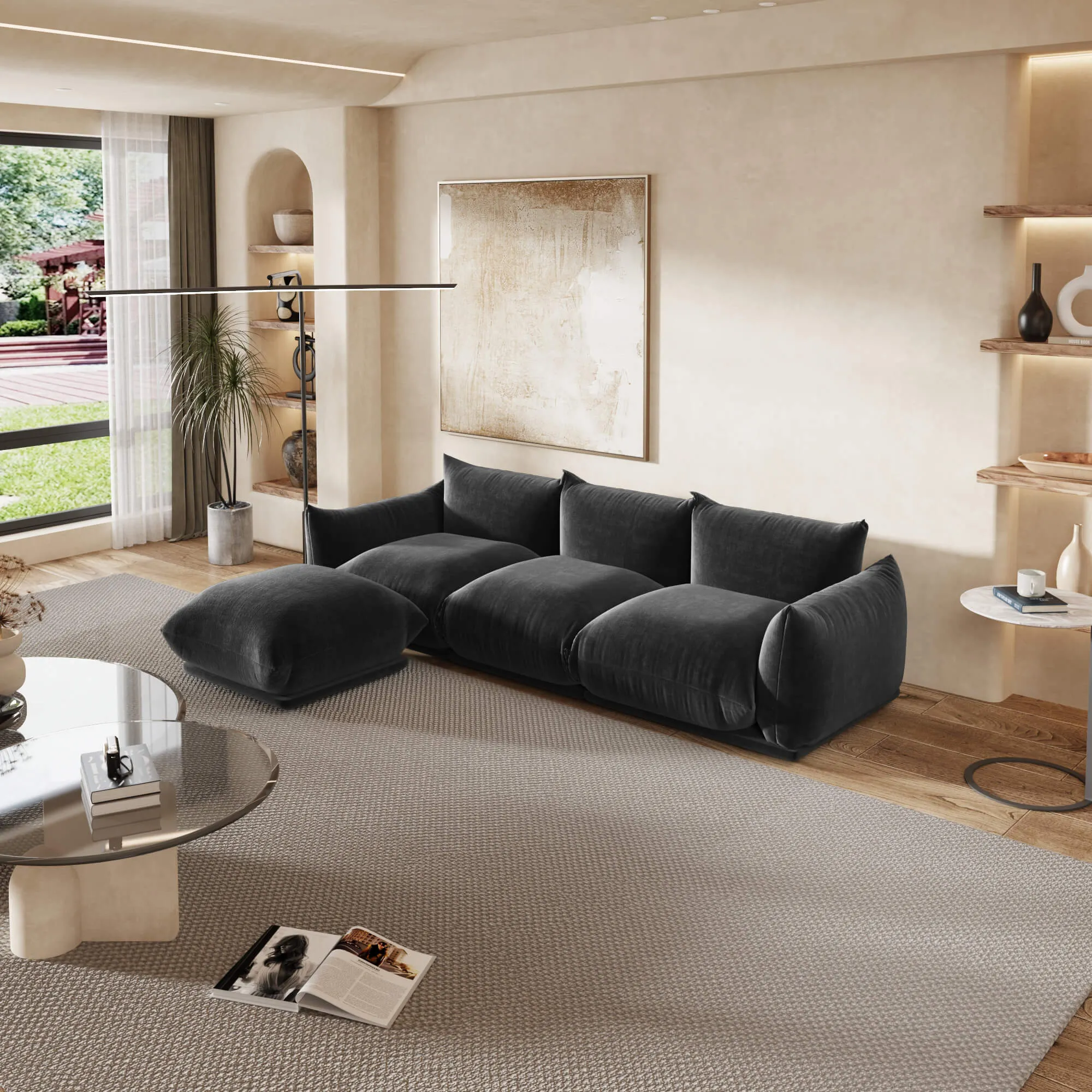 Urban Sectional Sofa Modular Flexibility 104 Inch Chenille L Shaped Sectionals 4 Seaters Atunus 2