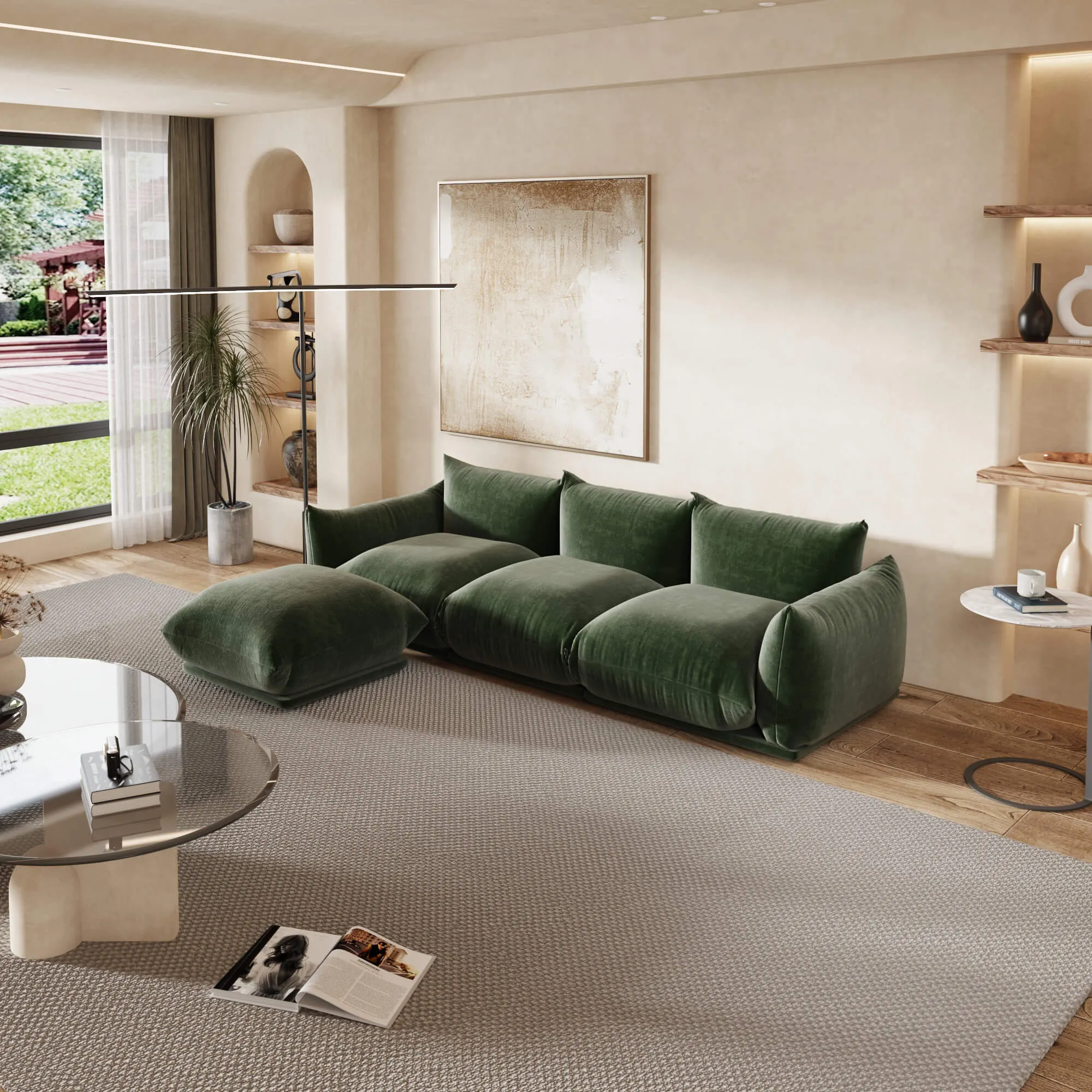 Urban Sectional Sofa Modular Flexibility 104 Inch Chenille L Shaped Sectionals 4 Seaters Atunus 3