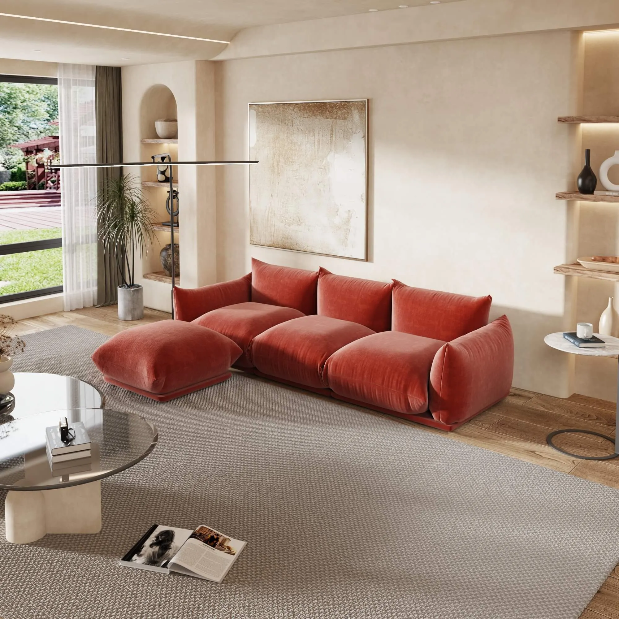 Urban Sectional Sofa Modular Flexibility 104 Inch Chenille L Shaped Sectionals 4 Seaters Atunus 4