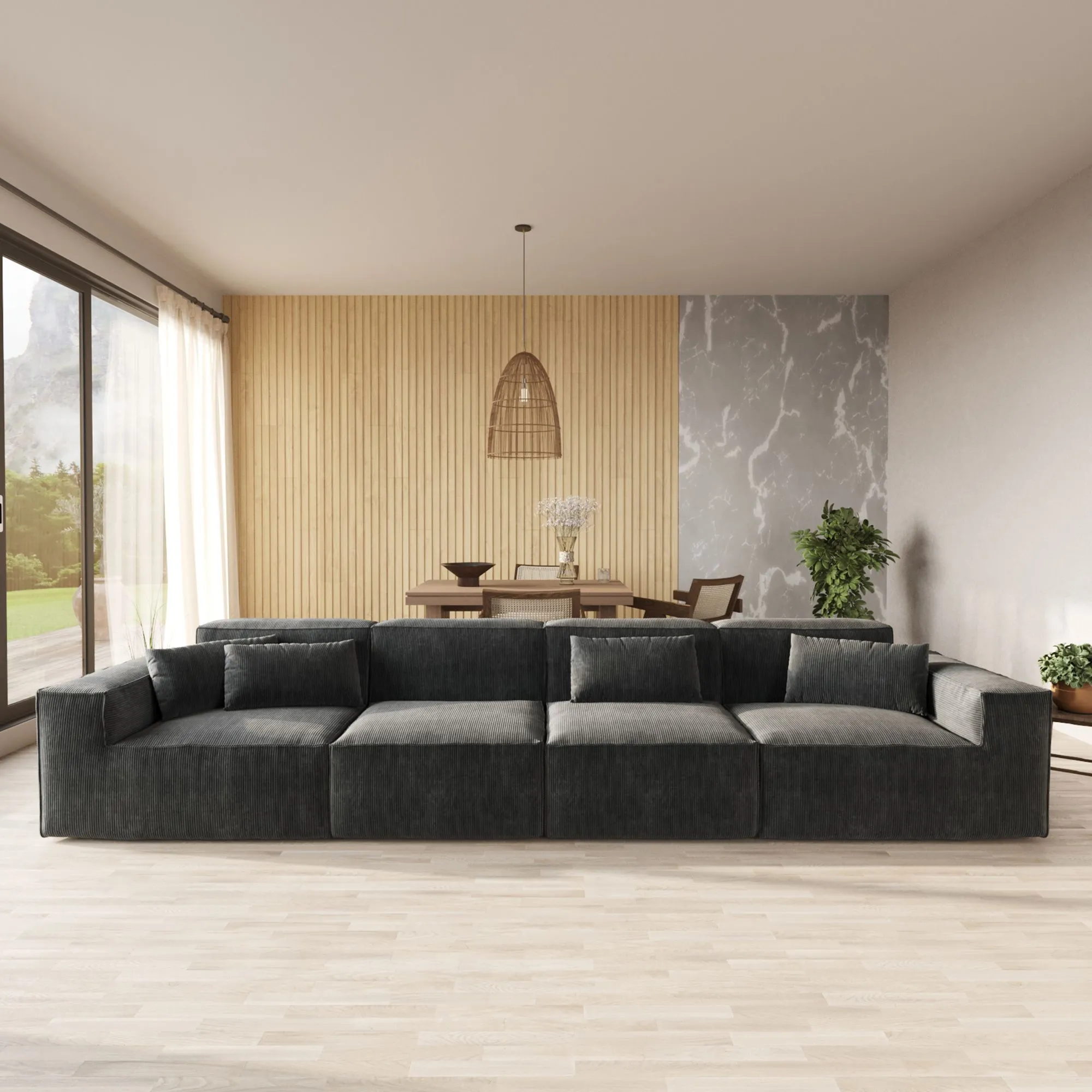 Urban Sectional Sofa Pet Friendly Corduroy Sleepers 4 Seaters Atunus 1