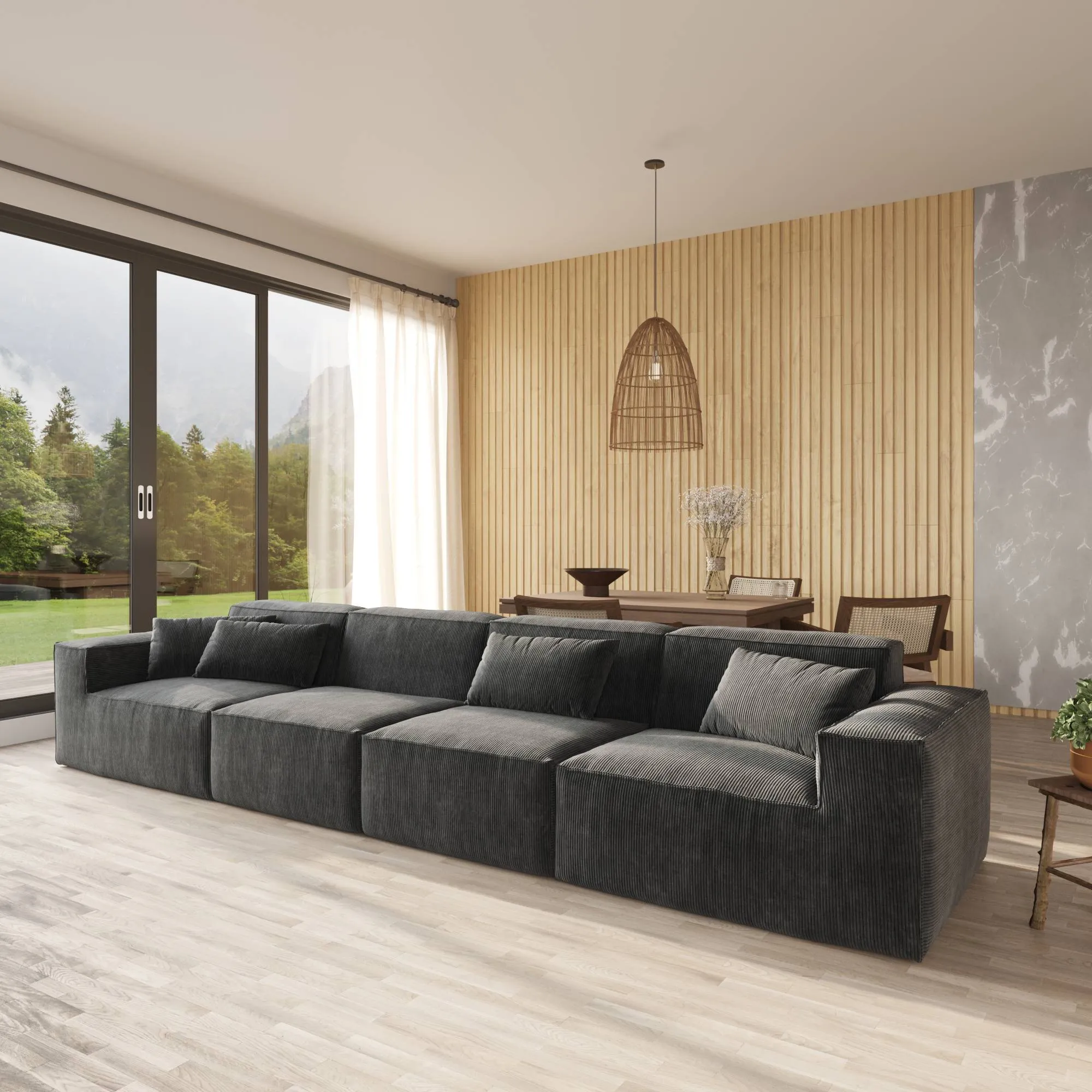 Urban Sectional Sofa Pet Friendly Corduroy Sleepers 4 Seaters Atunus 10