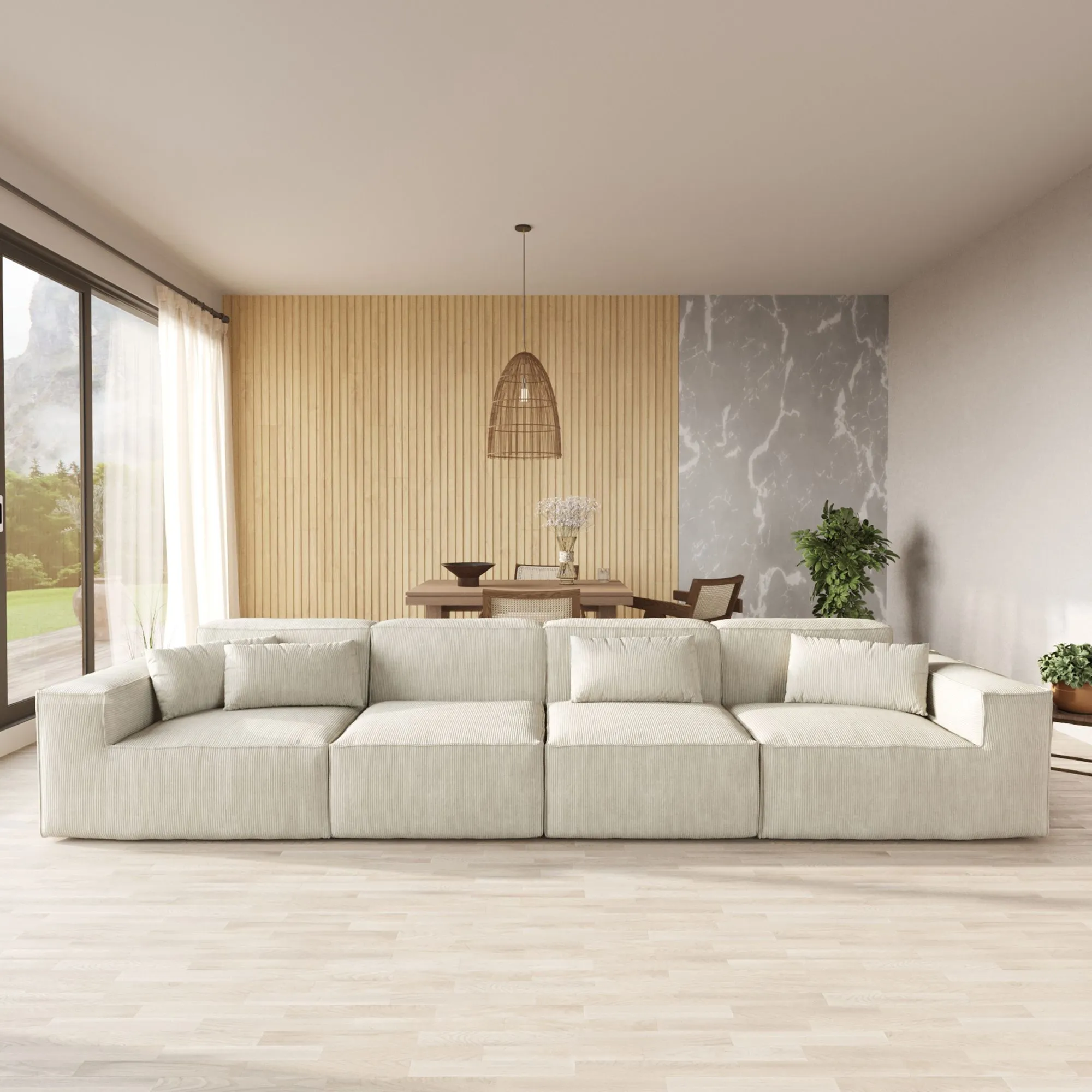 Urban Sectional Sofa Pet Friendly Corduroy Sleepers 4 Seaters Atunus 2