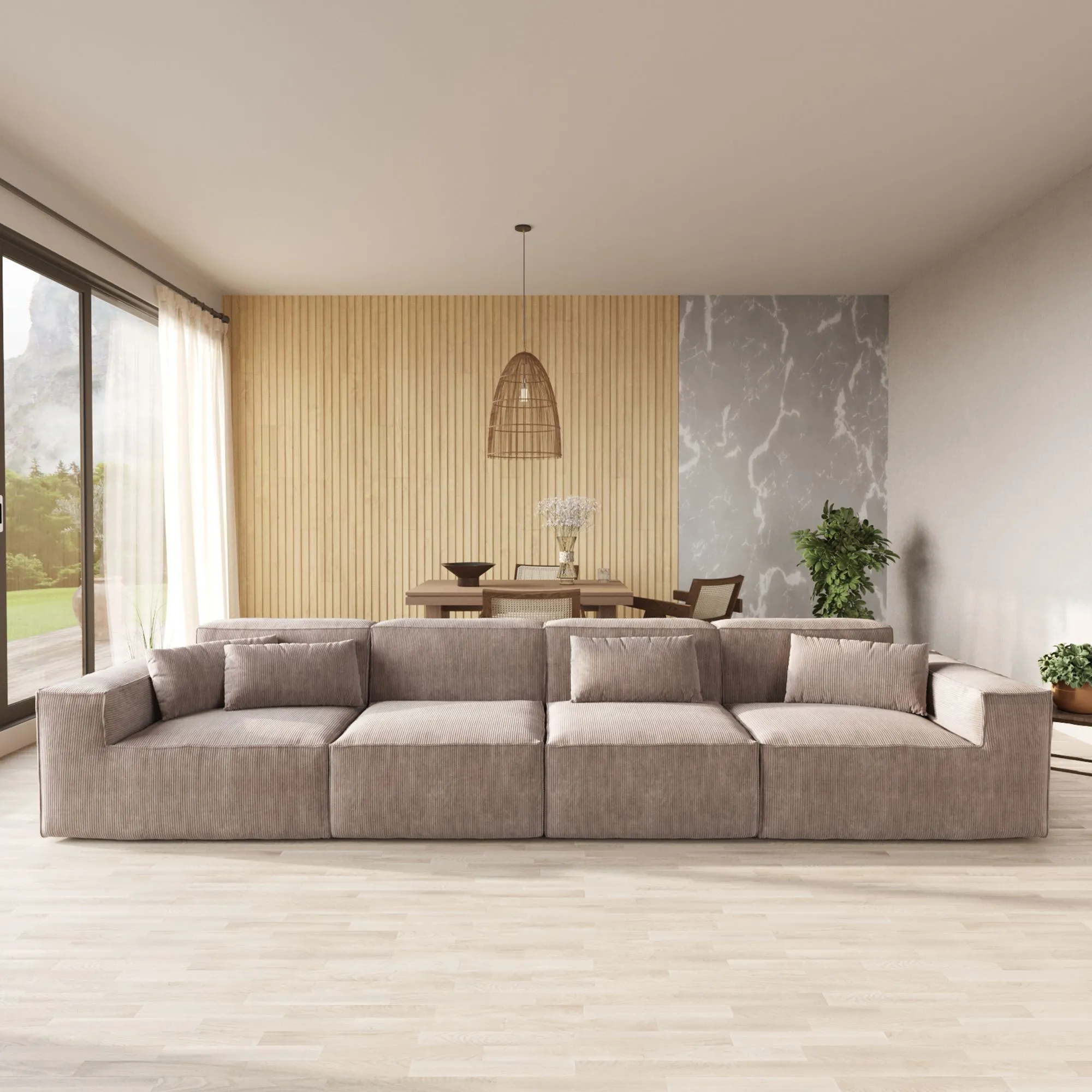 Urban Sectional Sofa Pet Friendly Corduroy Sleepers 4 Seaters Atunus 3