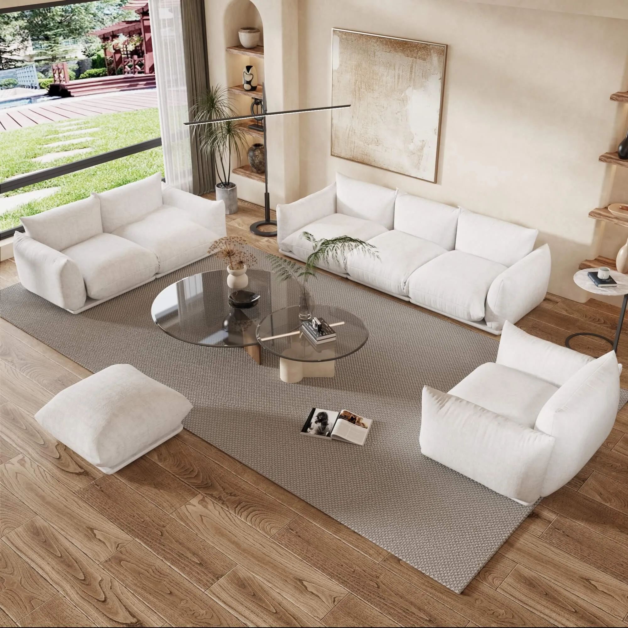 Urban Sectional Sofa Plush Comfort 27 Inch Chenille Ottomans 1 Seaters Atunus 26