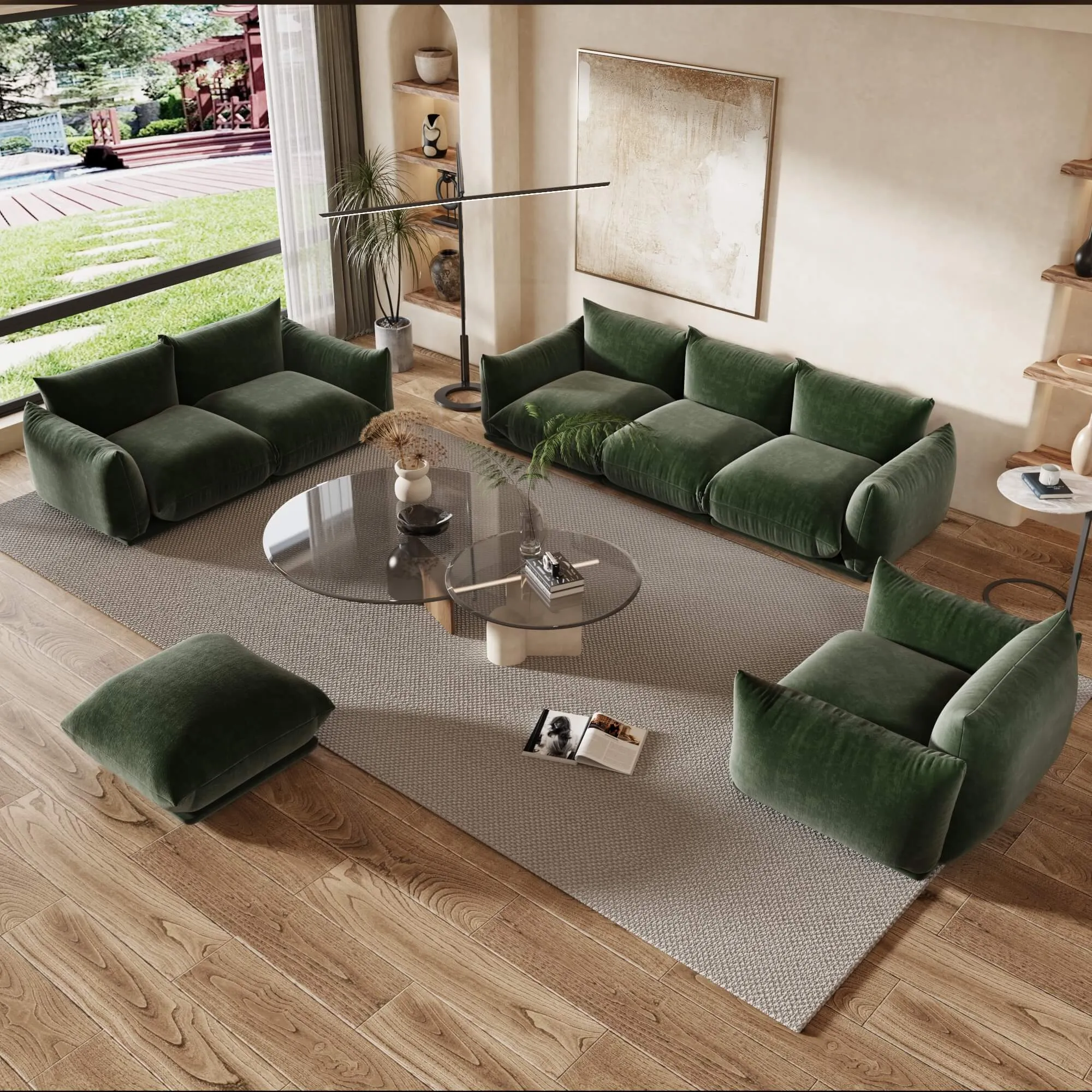 Urban Sectional Sofa Plush Comfort 27 Inch Chenille Ottomans 1 Seaters Atunus 27