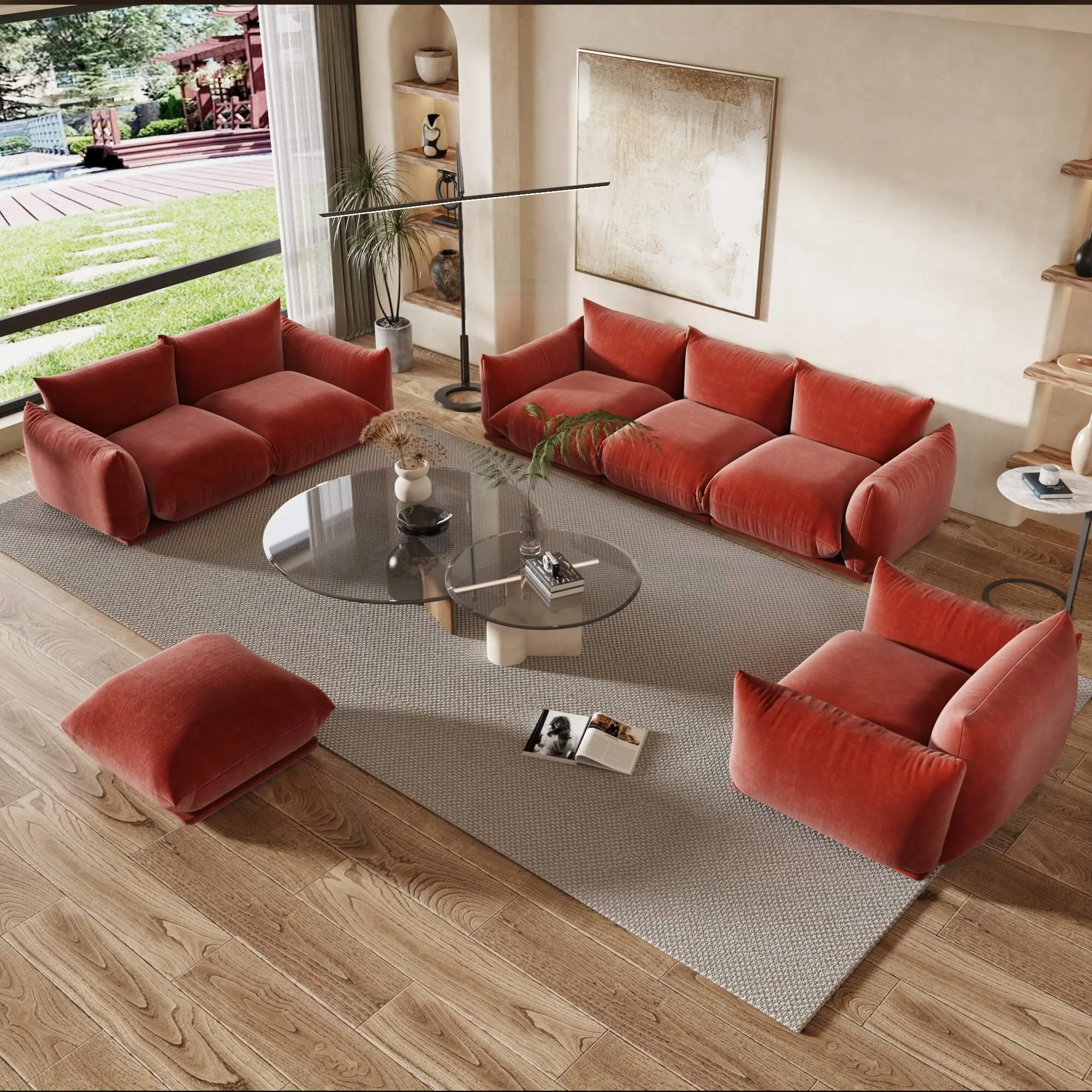 Urban Sectional Sofa Plush Comfort 27 Inch Chenille Ottomans 1 Seaters Atunus 28