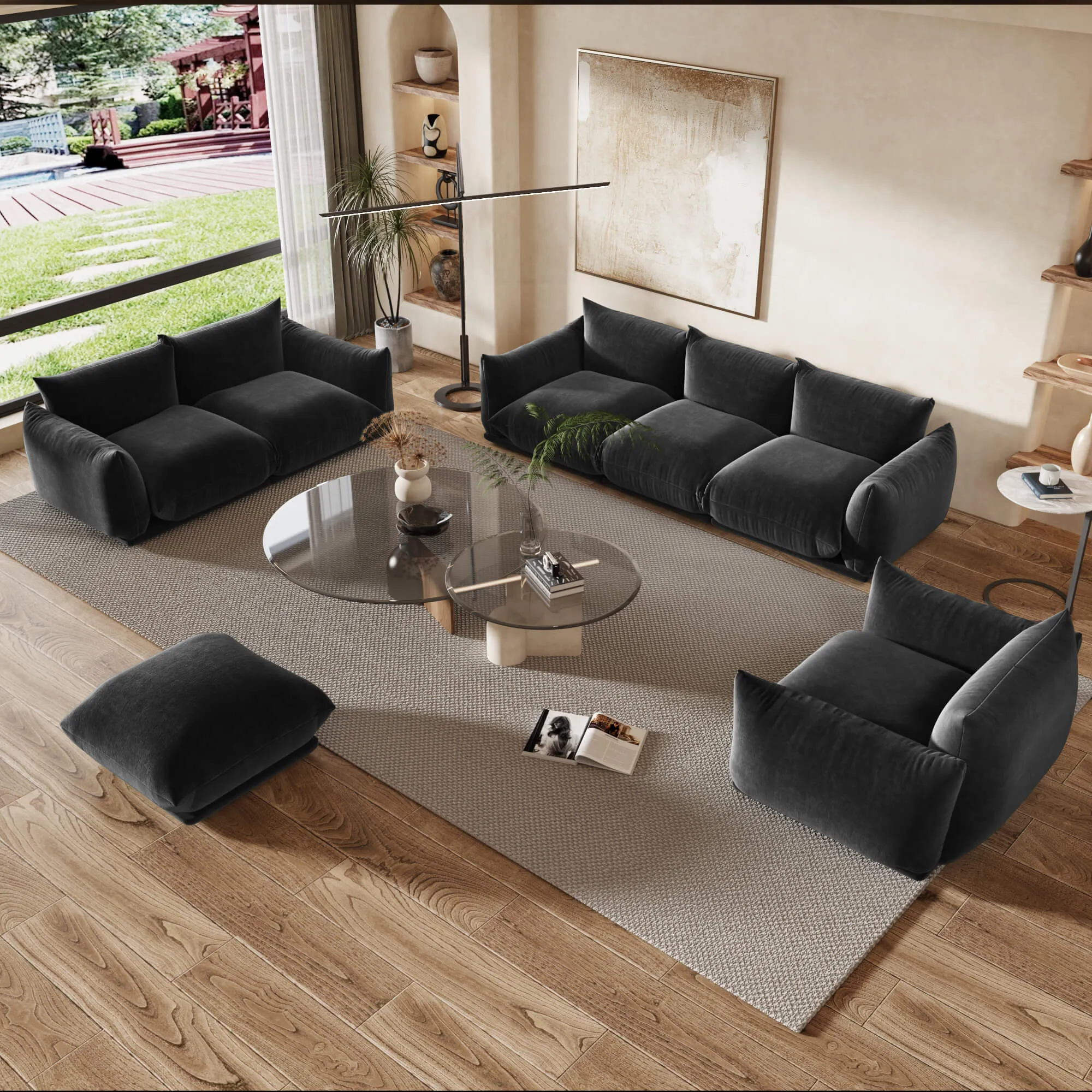 Urban Sectional Sofa Plush Comfort 27 Inch Chenille Ottomans 1 Seaters Atunus 29