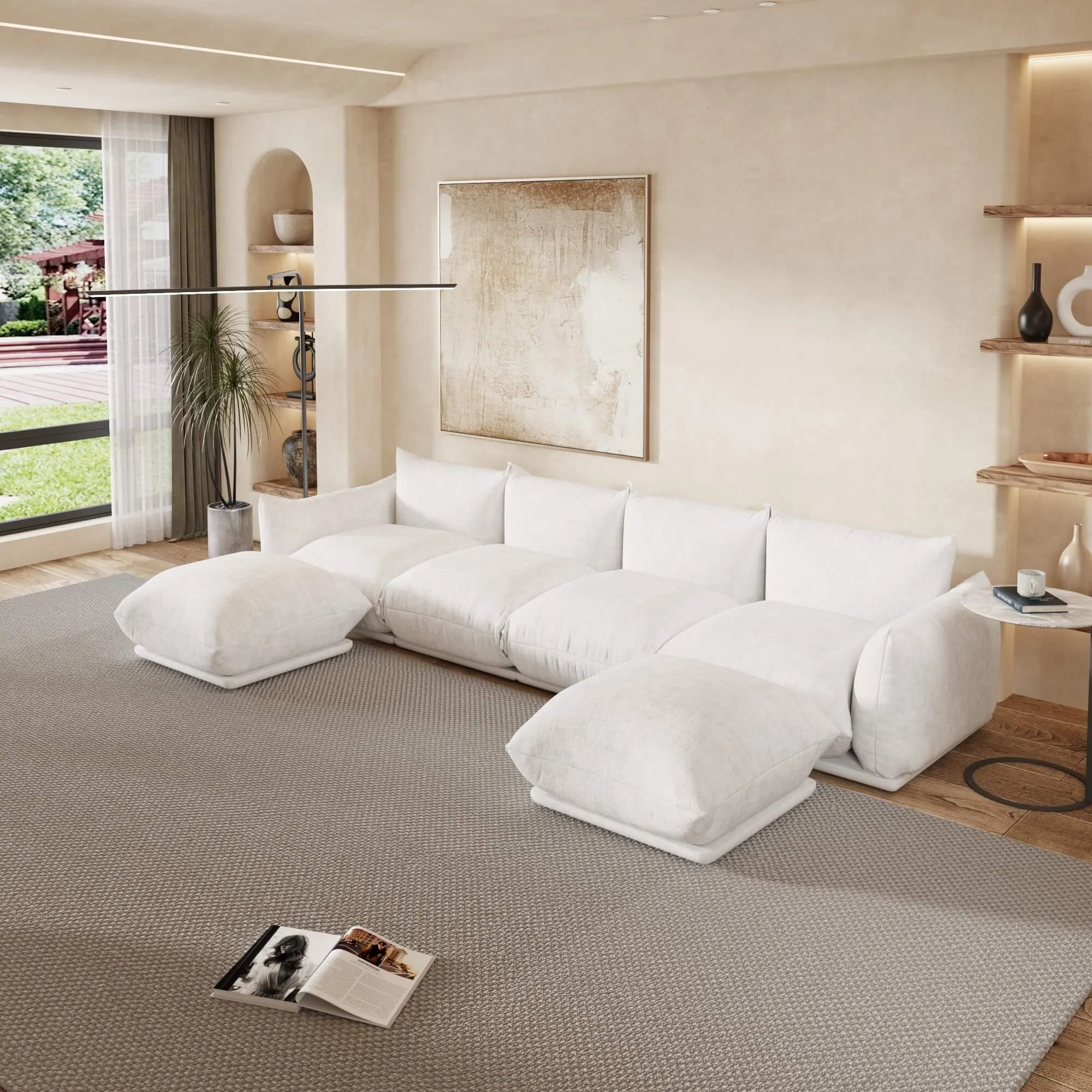 Urban Sectional Sofa Plush Comfort Chenille U Shaped Sectionals 6 Seaters Atunus 1