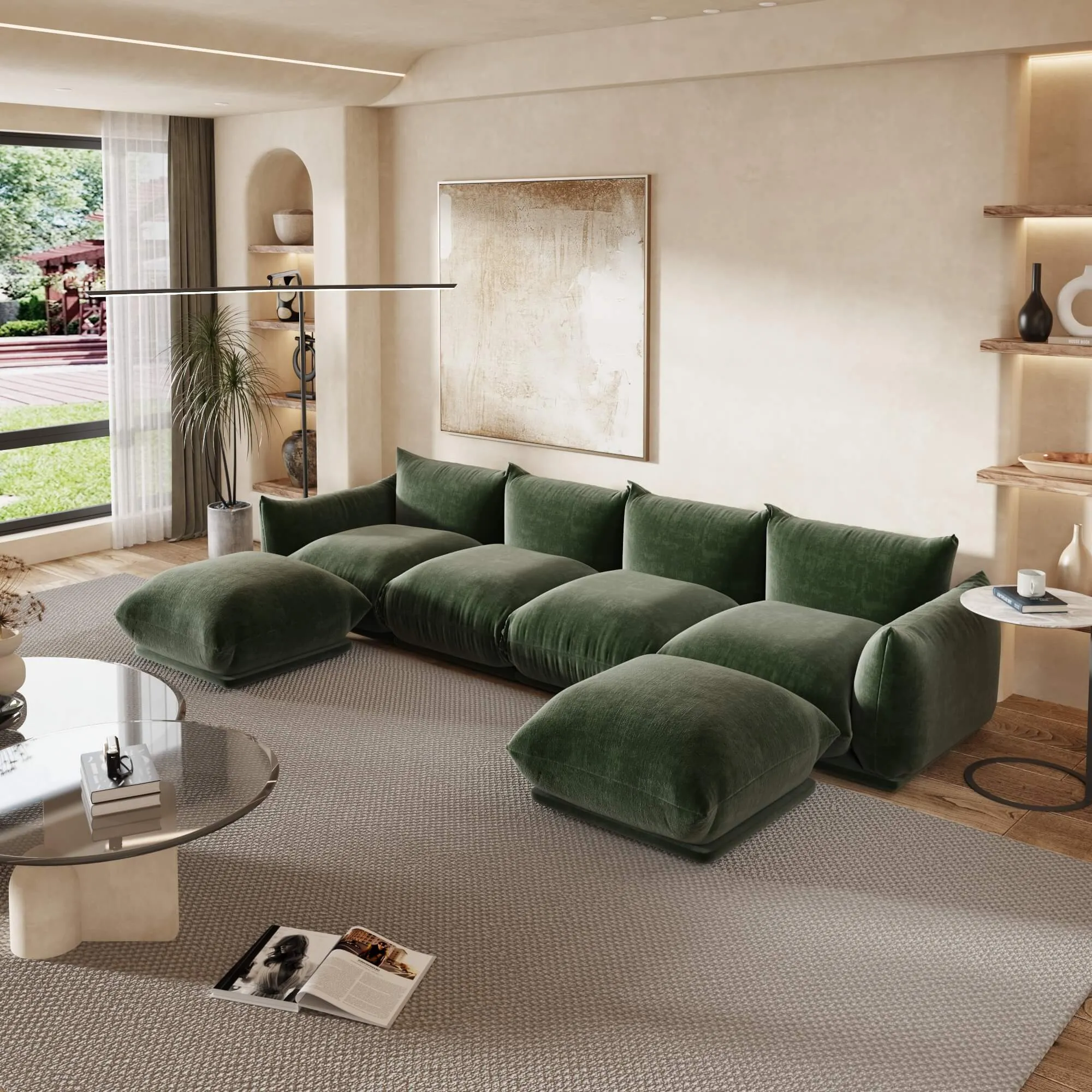 Urban Sectional Sofa Plush Comfort Chenille U Shaped Sectionals 6 Seaters Atunus 3