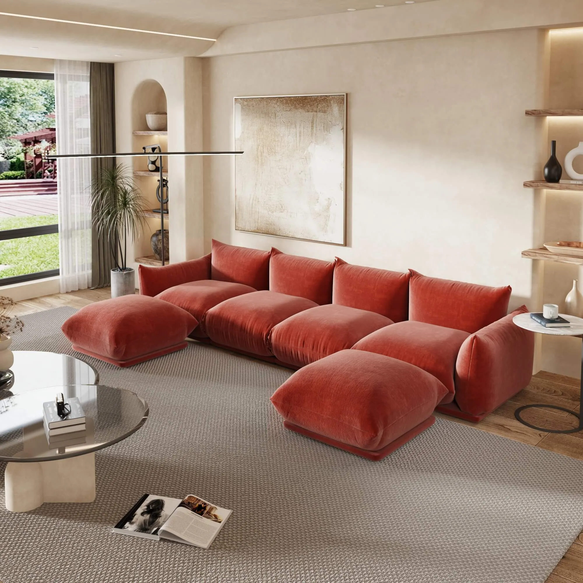 Urban Sectional Sofa Plush Comfort Chenille U Shaped Sectionals 6 Seaters Atunus 4