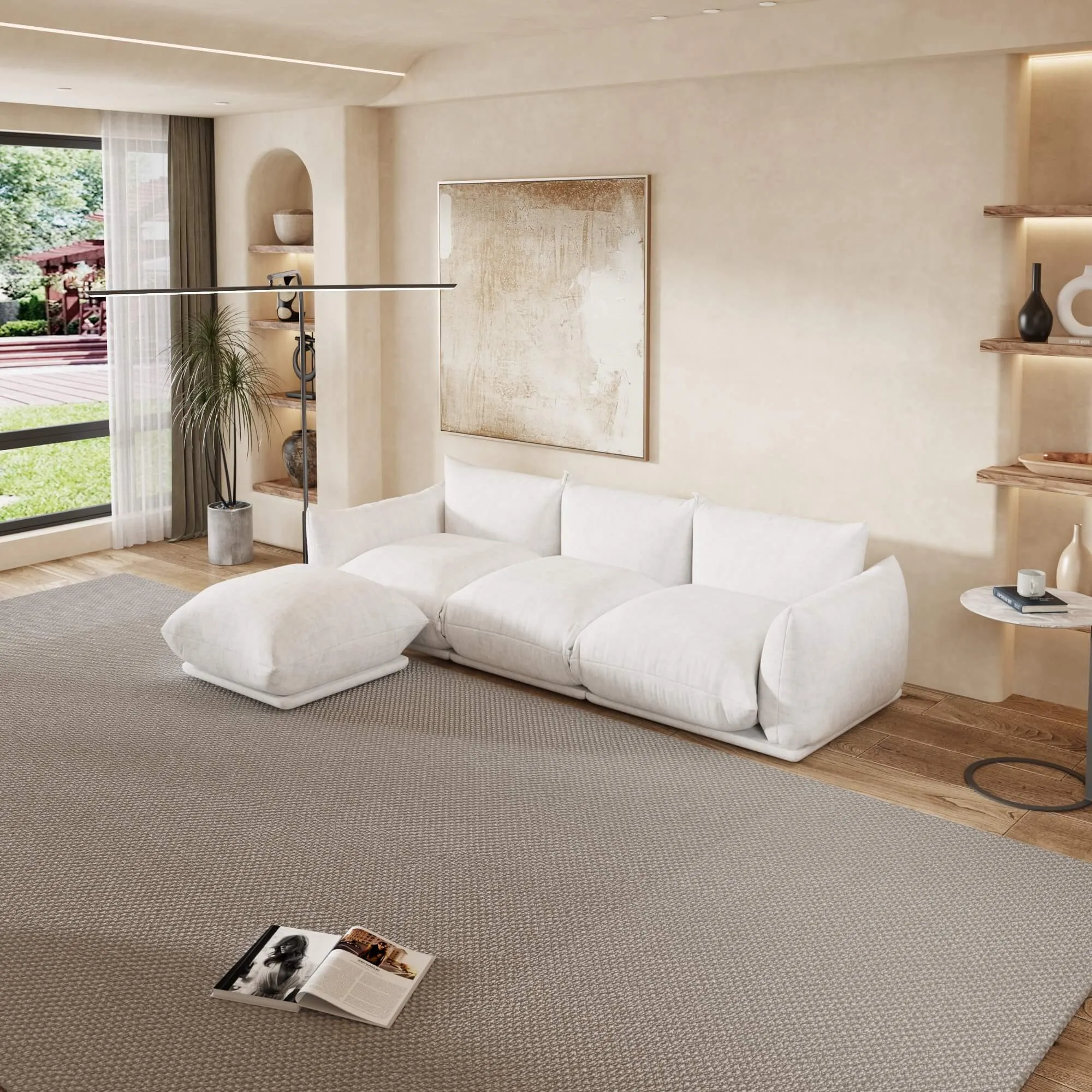 Urban Sectional Sofa Plush Durability 104 Inch Chenille L Shaped Sectionals 3 Seaters Atunus 14