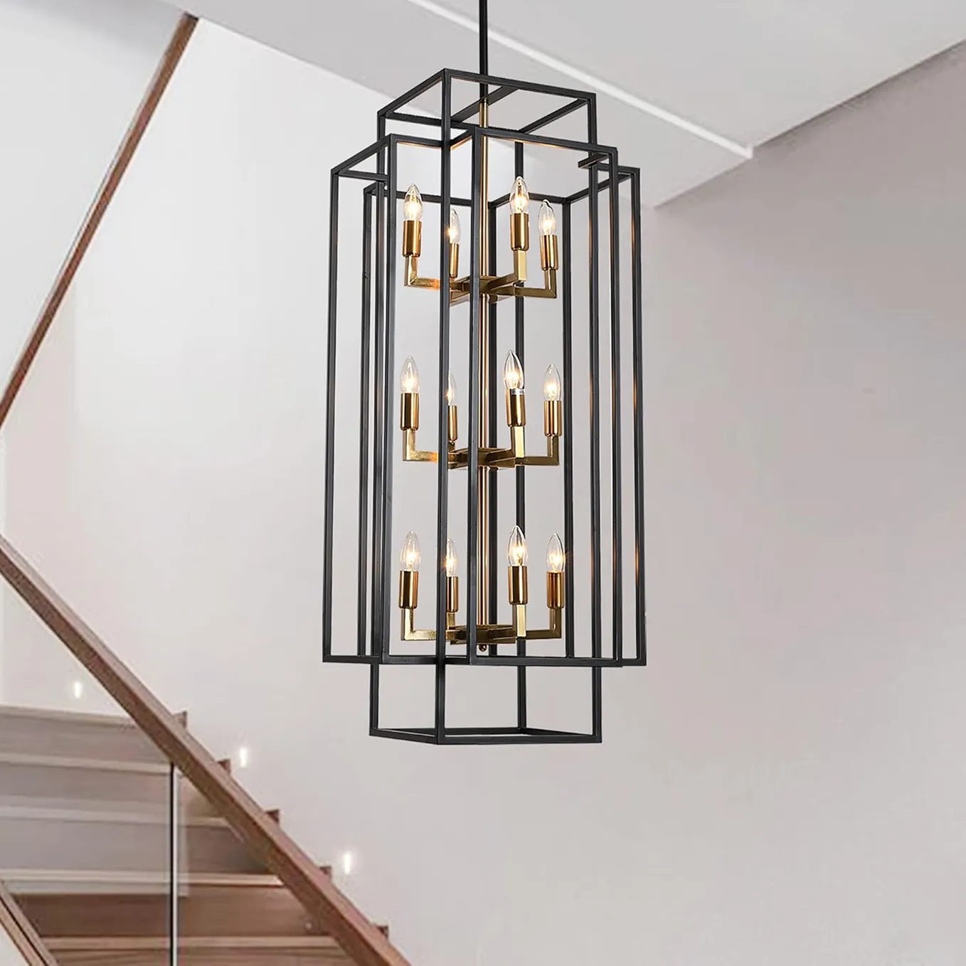 12 Light Metal Lantern Chandelier 1 1750236976