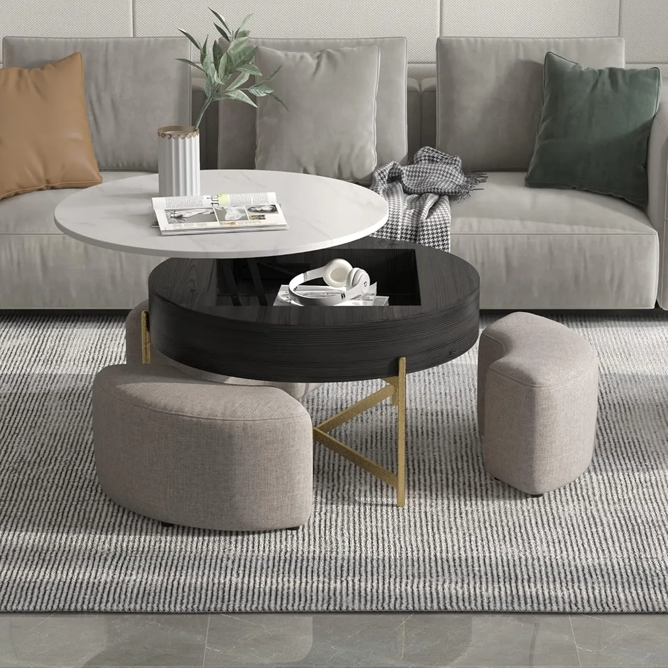 Adjustable Top Circular Coffee Table With Stools 1 1750234013