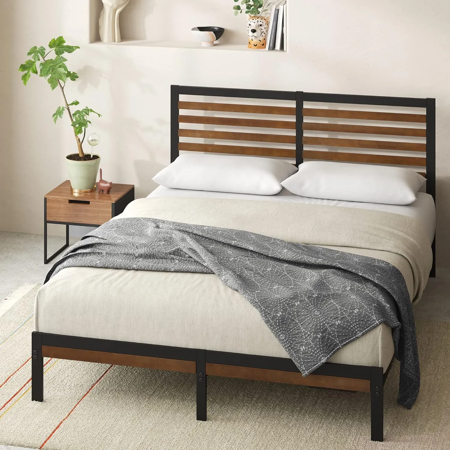Bamboo And Metal Bed Frame With Headboard 1 1750241710