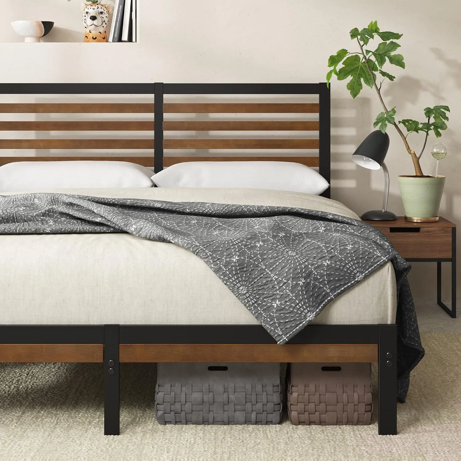 Bamboo And Metal Bed Frame With Headboard 2 1750241711