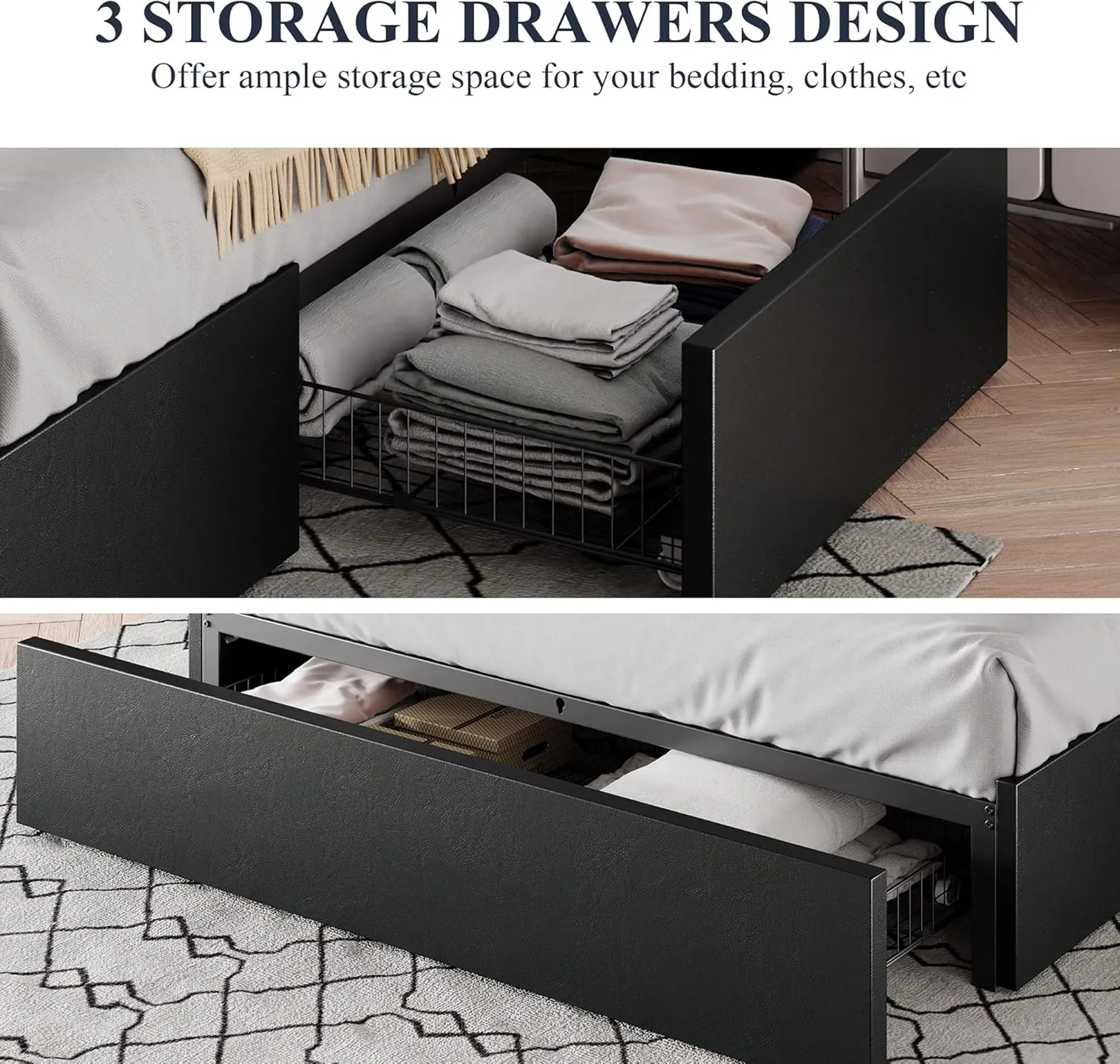 Bed Frame With 3 Storage Drawers 3 1750241751