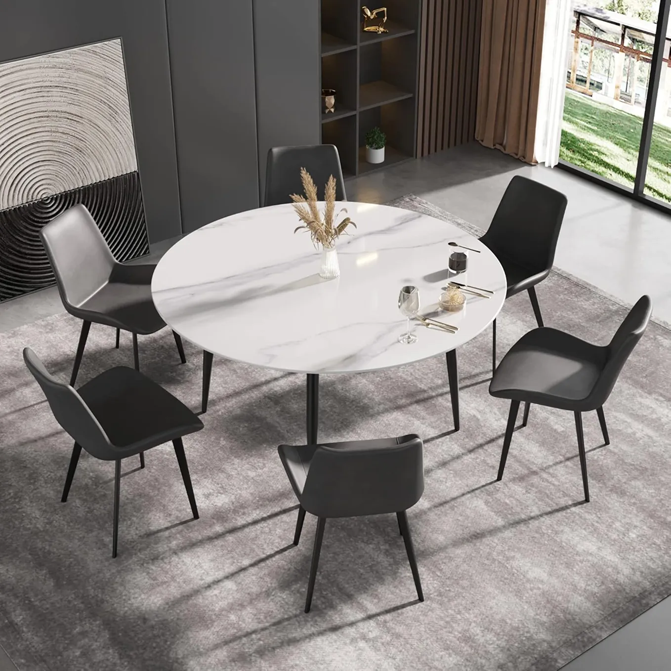 Contemporary 7 Piece Circular Dining Set 1 1750238034