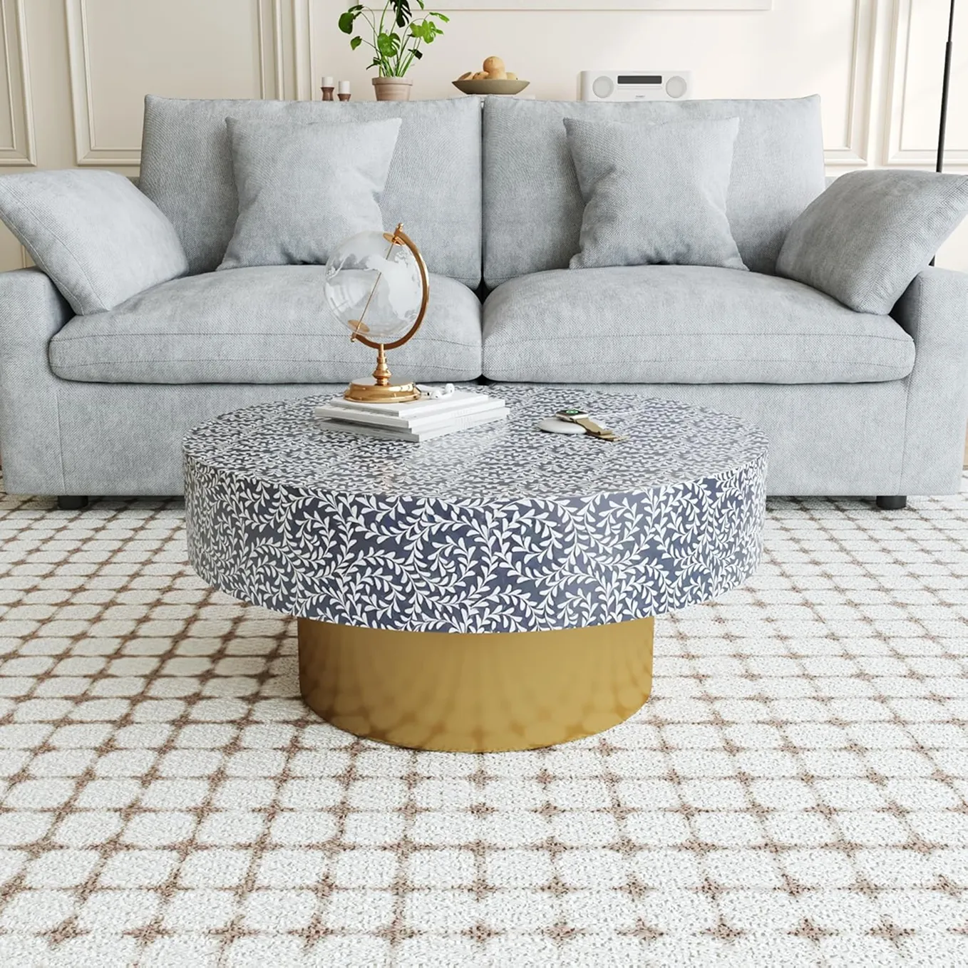 Contemporary Circular Coffee Table With 2 Storage Drawers For Living Room Or Office 2 1750234165