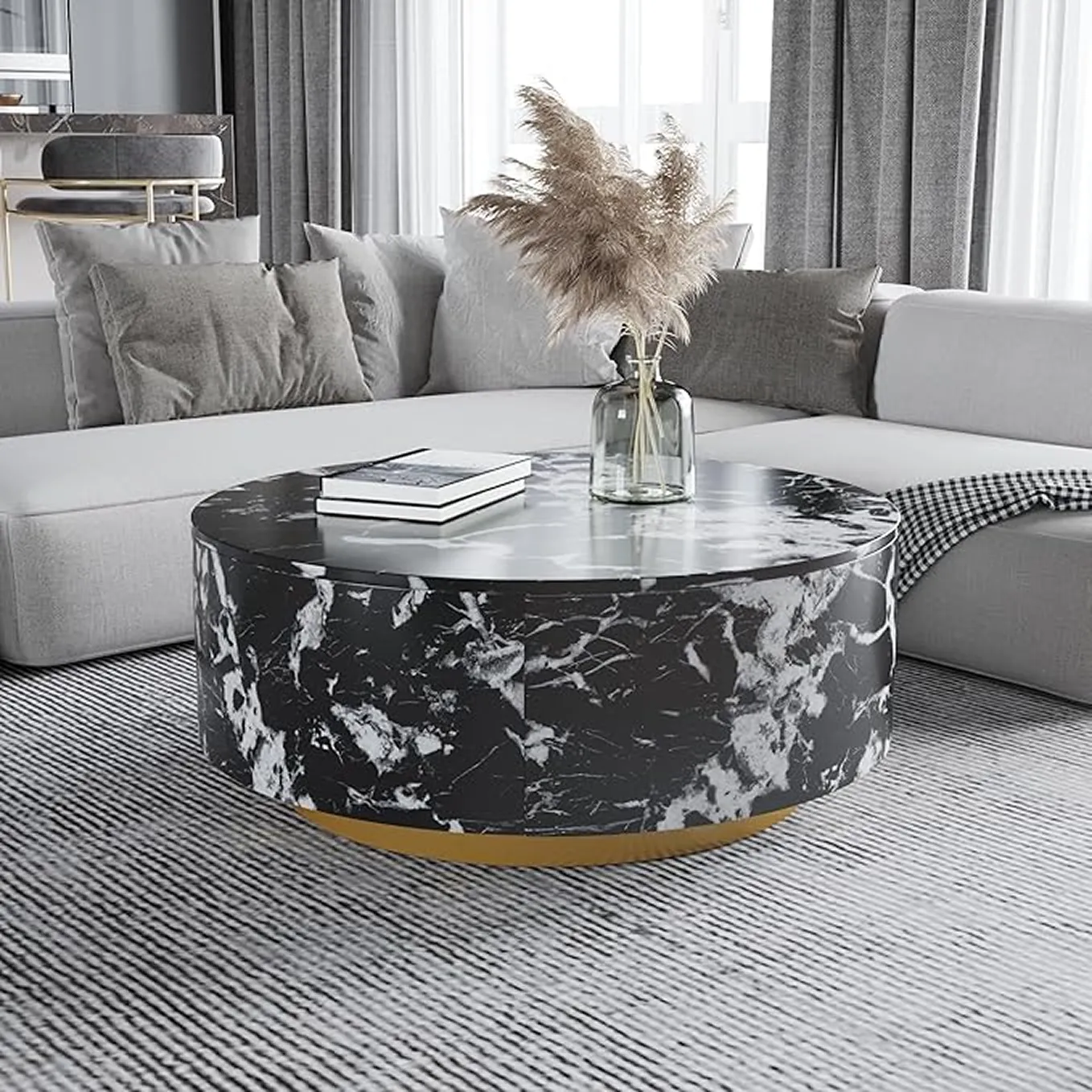 Contemporary Circular Coffee Table With Dual Storage Drawers 2 1750233921
